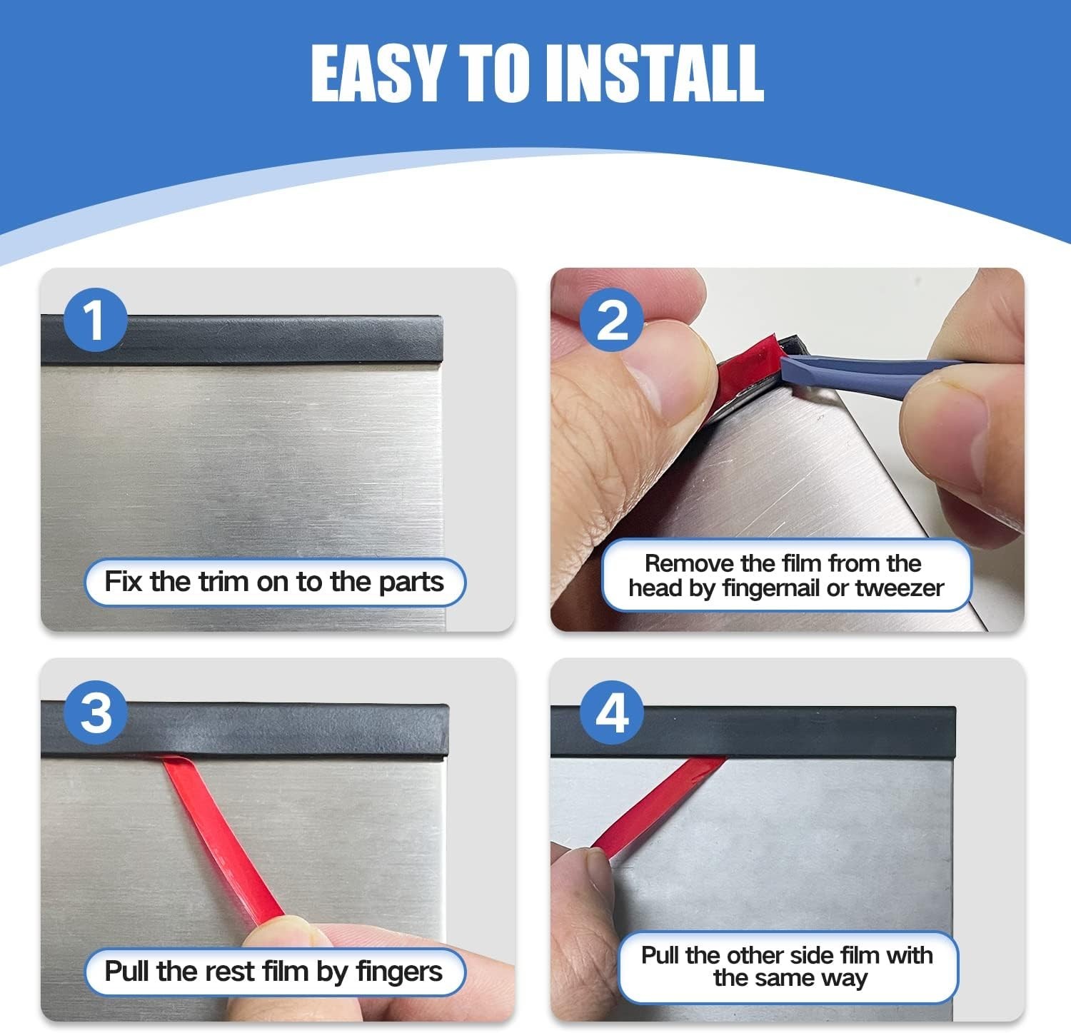 Flexible EPDM Rubber Edge Trim for Sheet Metal – 10Ft Self-Adhesive Protector