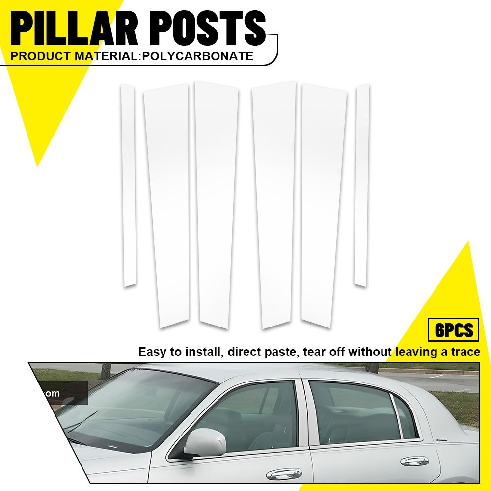 6X Silvery Pillar Posts Door Trim Window Cover For Lincoln Town Car 1998-2011