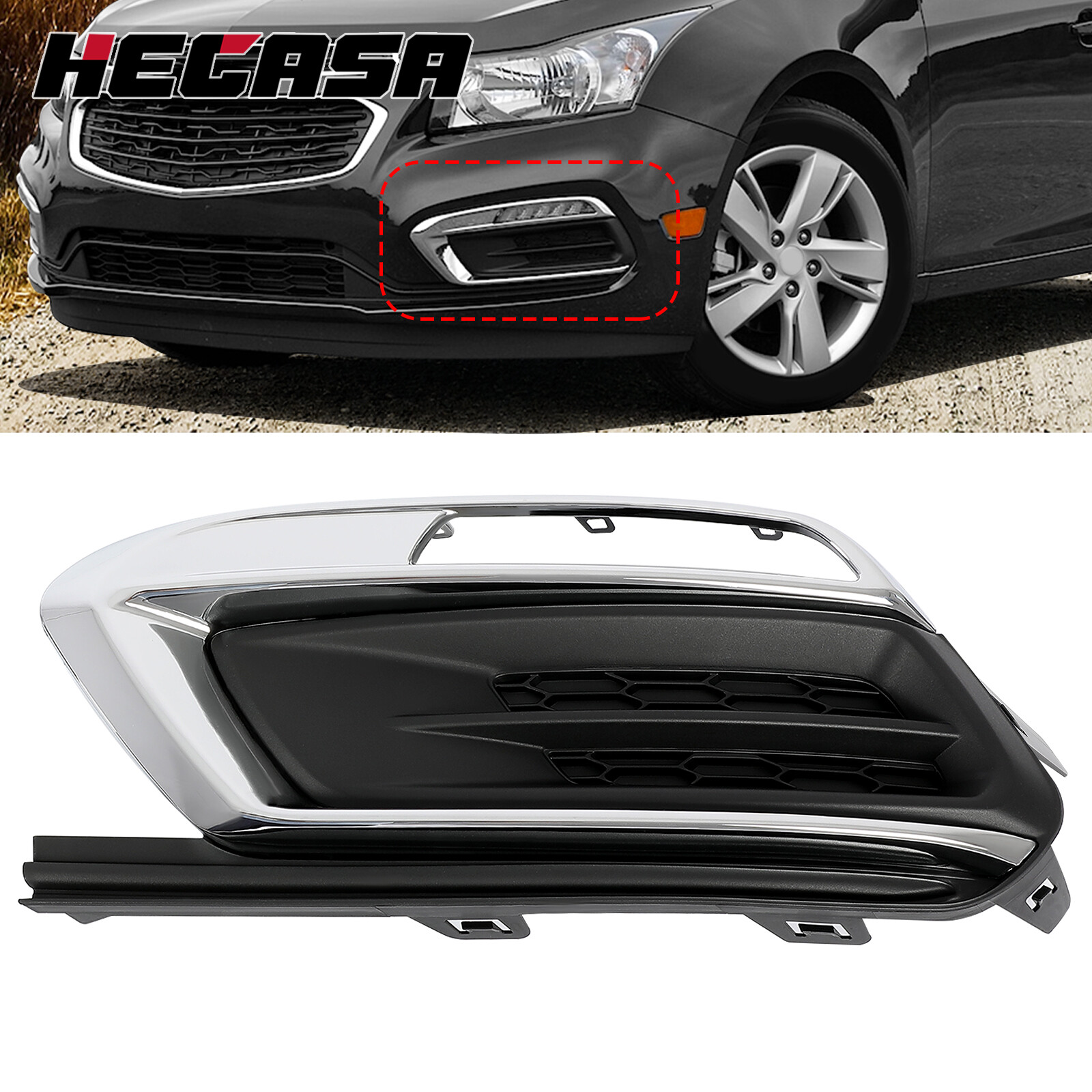 HECASA Fog Light Cover Left Side For Chevrolet Cruze 15-16 #GM1038184 94516100