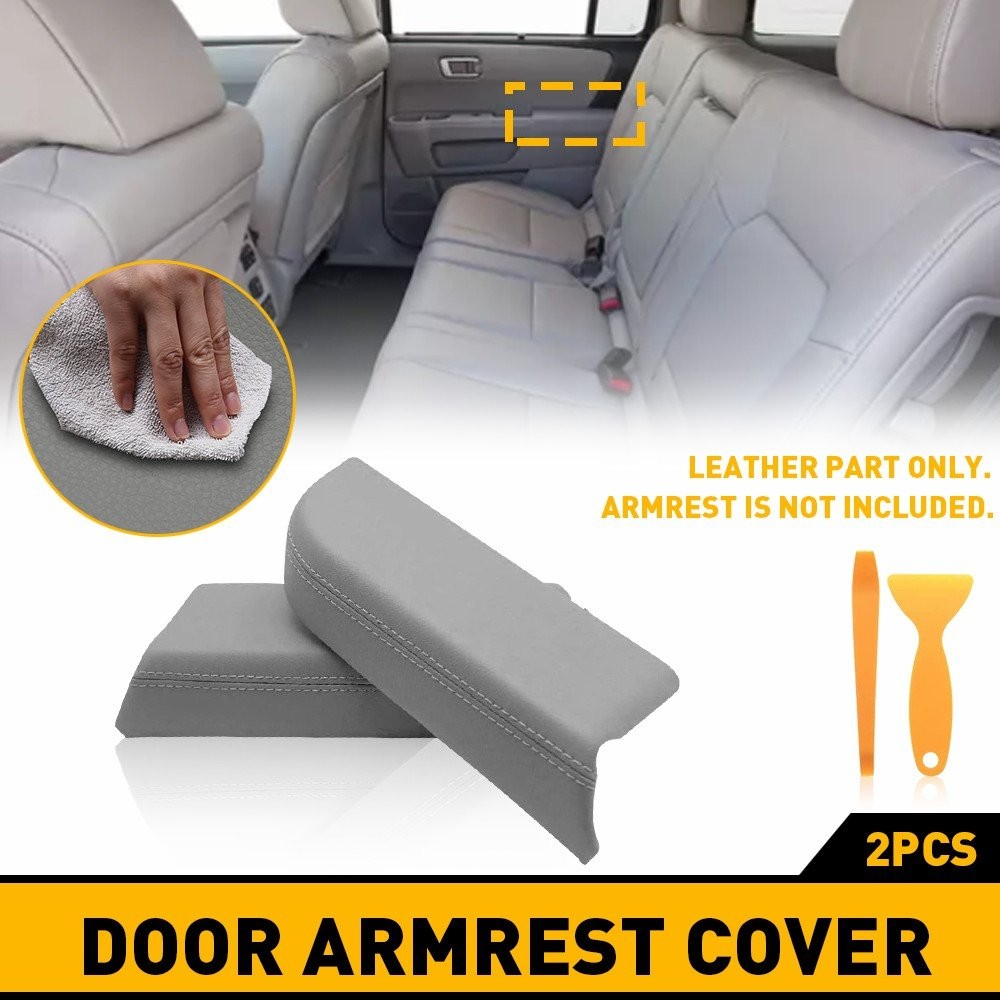 For 2009-2015 Honda Pilot Rear Inner Door Armrest Cover Leather Gray Free Return