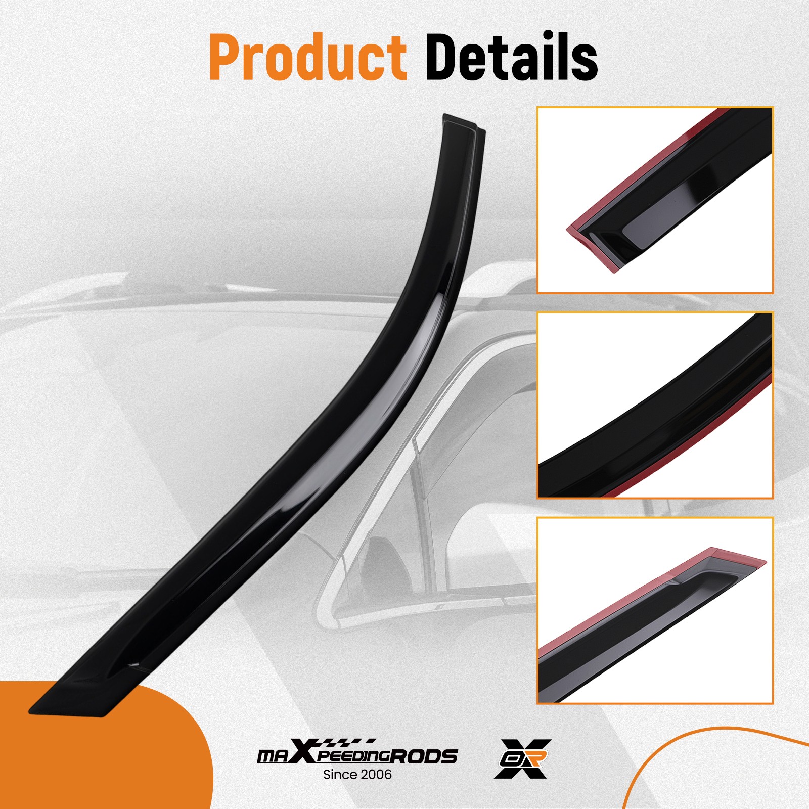 Acrylic Window Visors Rain Guards Set for Nissan Altima 2019-2024 Black 4pcs