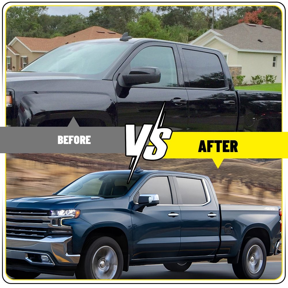 Pillar Posts Glossy black Polycarbonate For GMC Sierra Chevy 2019-2024 Silverado