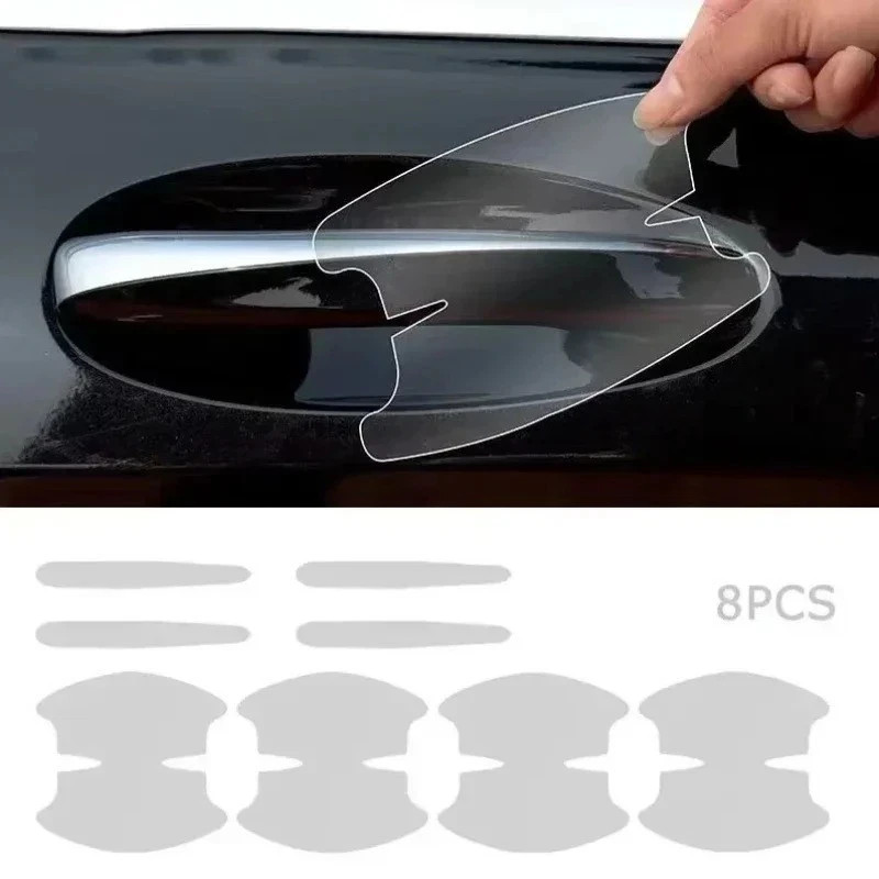 8PCS Universal Car Door Handle Bowl Scratch Protective Stickers Transparent Car