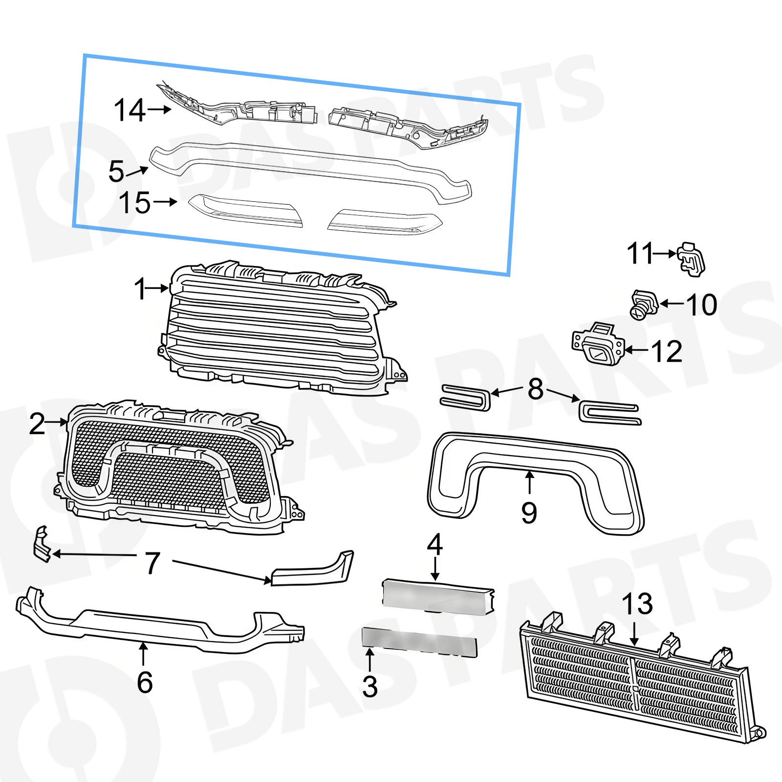 For Ram 2500 3500 4500 5500 2019-2024 Front Upper Grille Molding Trim 6NB051Z0AE