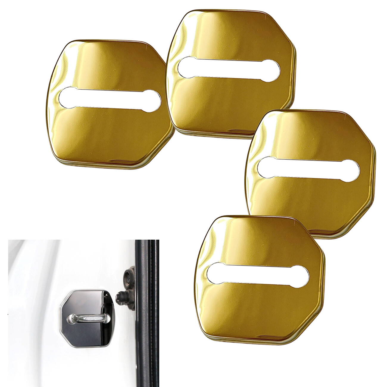 4X Polished Gold Stainless Door Latch Striker Cover Fits 15-19 MKC