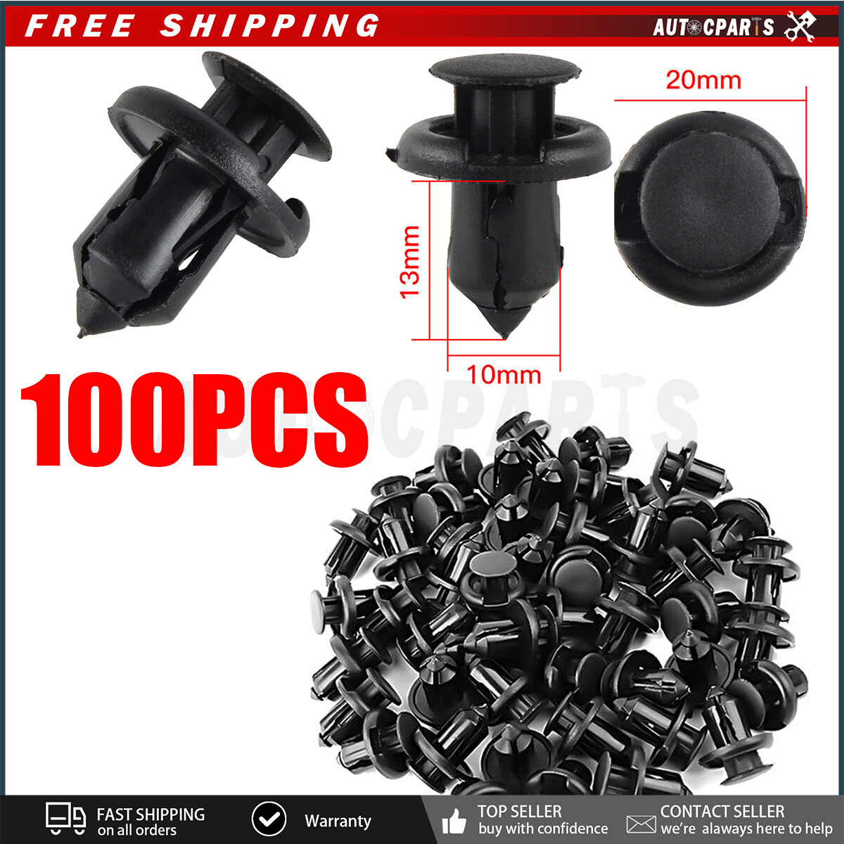 100x Bumper Hood Fender Splash Guard Retainer Clips Fasteners For Acura CL MDX