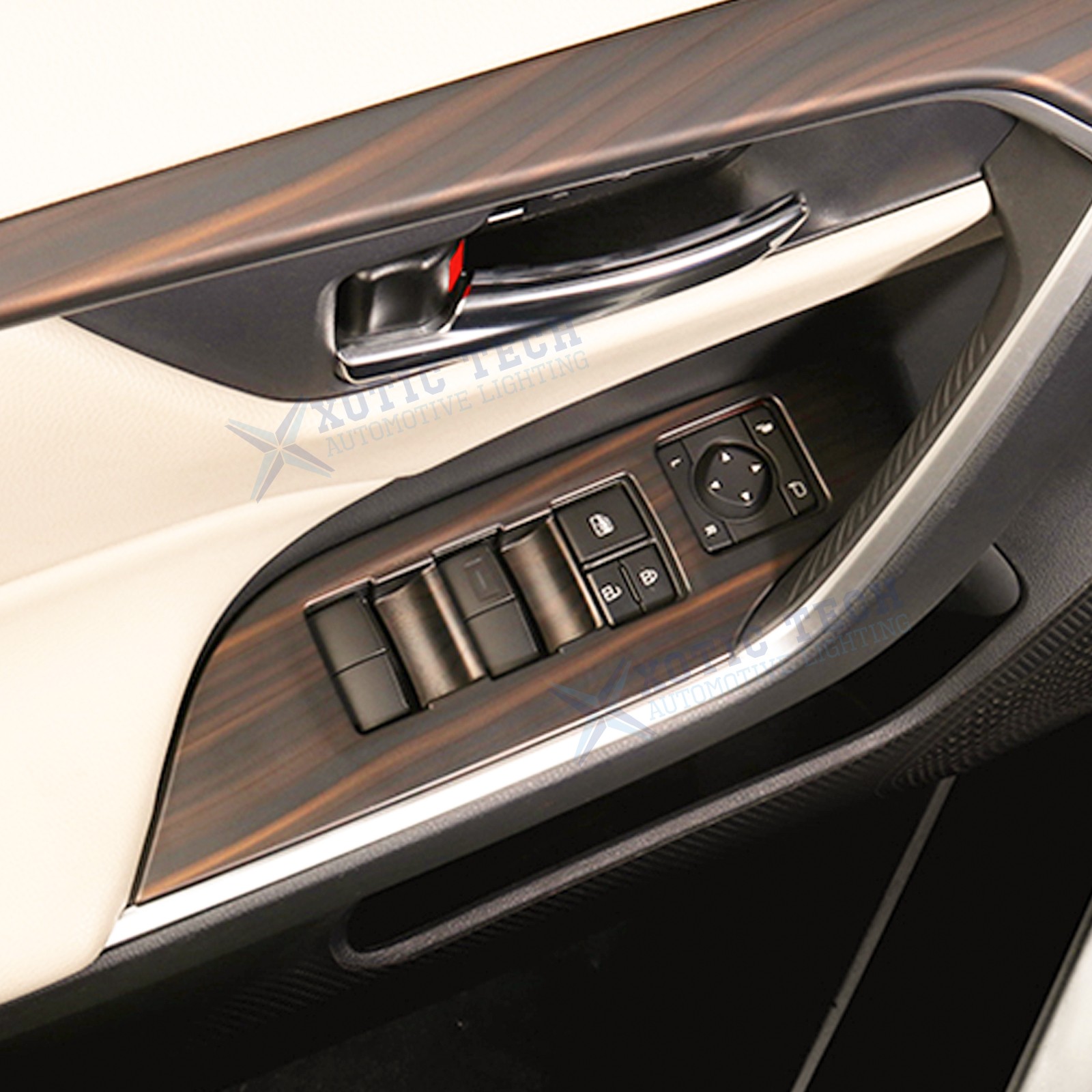 Wood Grain Style Window Lift Button Overlay Cover Trim For Toyota RAV4 2019-up