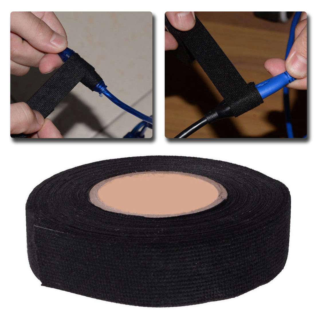 New Car Automotive Heat Resistant Wiring Harness Velvet Cloth Tape 19mm x15M