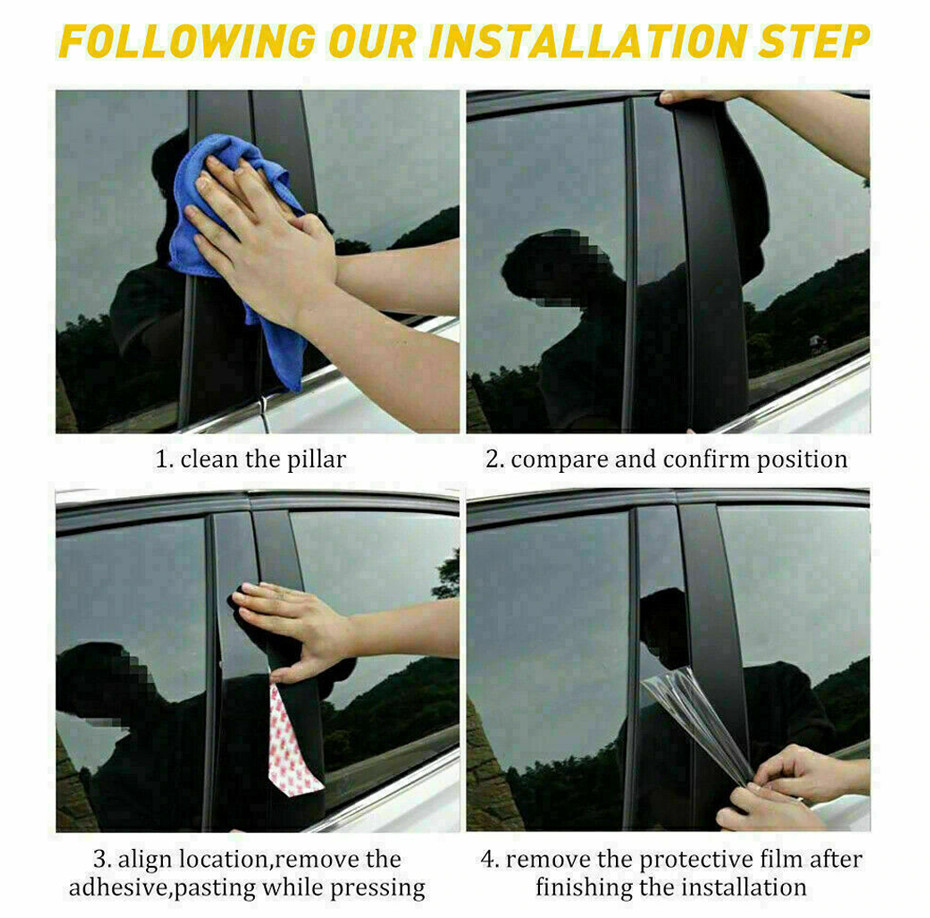 4PC Glossy Black Pillar Post For 2004-2014 Ford F-150 F150 Door Trim Cover Parts