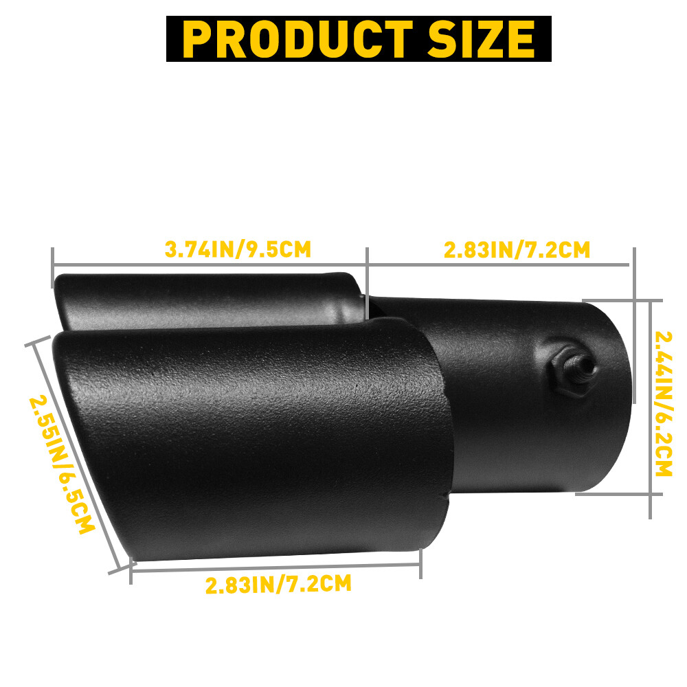1.5″ Outlet Double Dual tailpipe Car Rear Exhaust Pipe Tail Muffler Tip Black