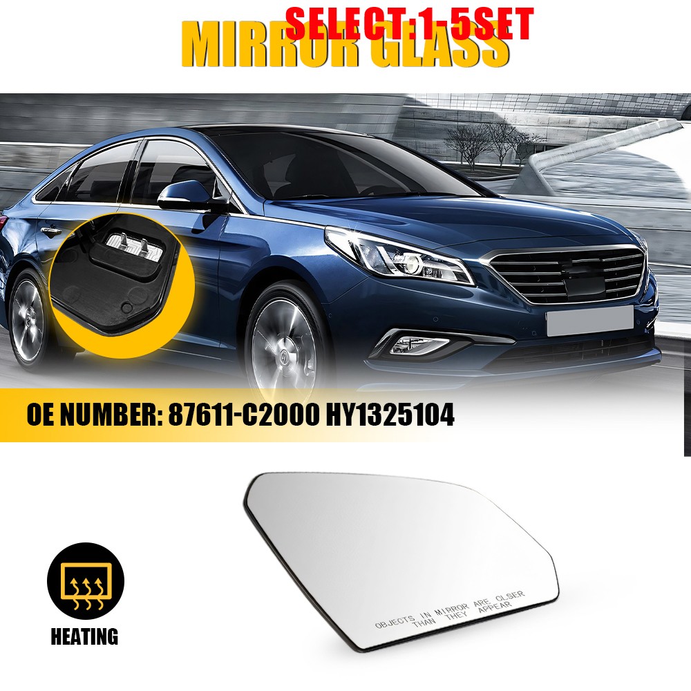 Right Side Heated Mirror Glass Fit 15-19 Hyundai Sonata with Backing Plate 1-5X