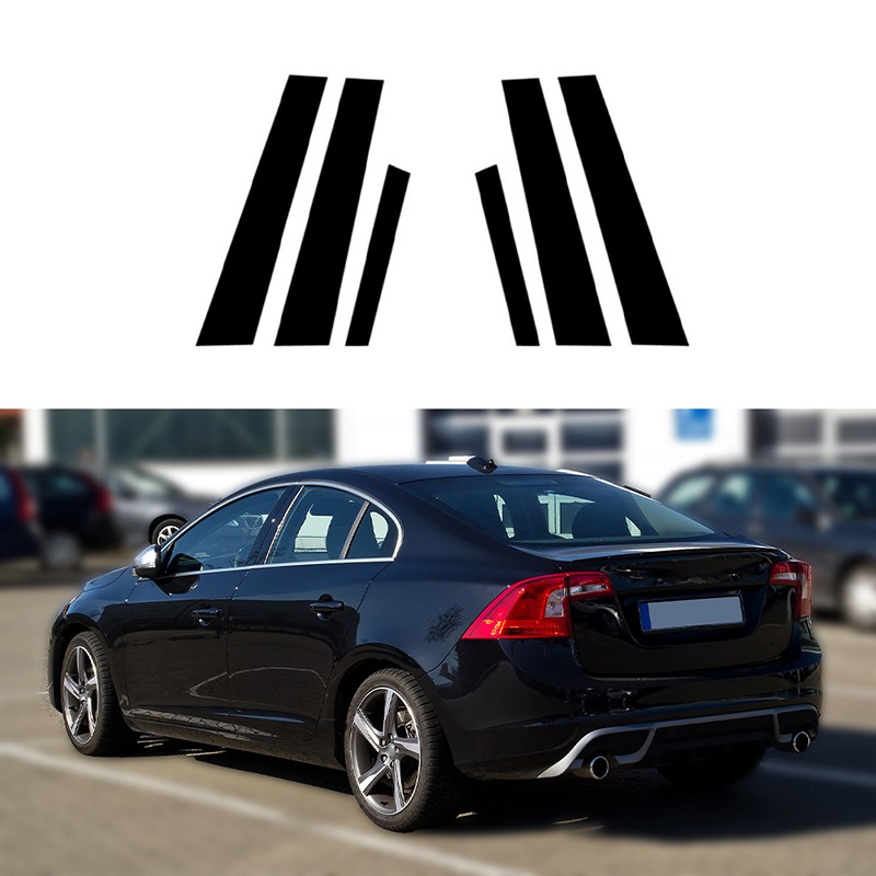 6pcs Glossy Black Polycarbonate Window Pillar Posts Fit For Volvo S60 2011-2018