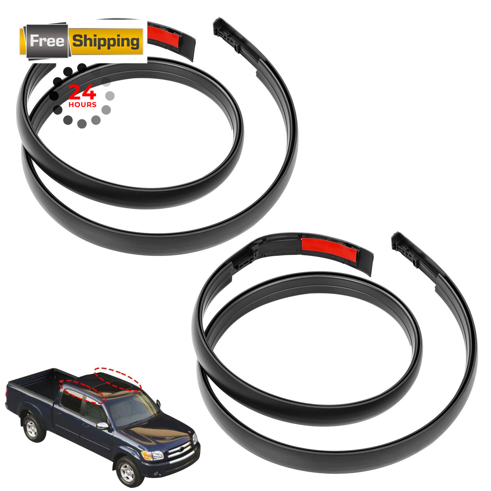 Left & Right Roof Drip Molding for Toyota Tacoma Double Cab 2005-2015, Black