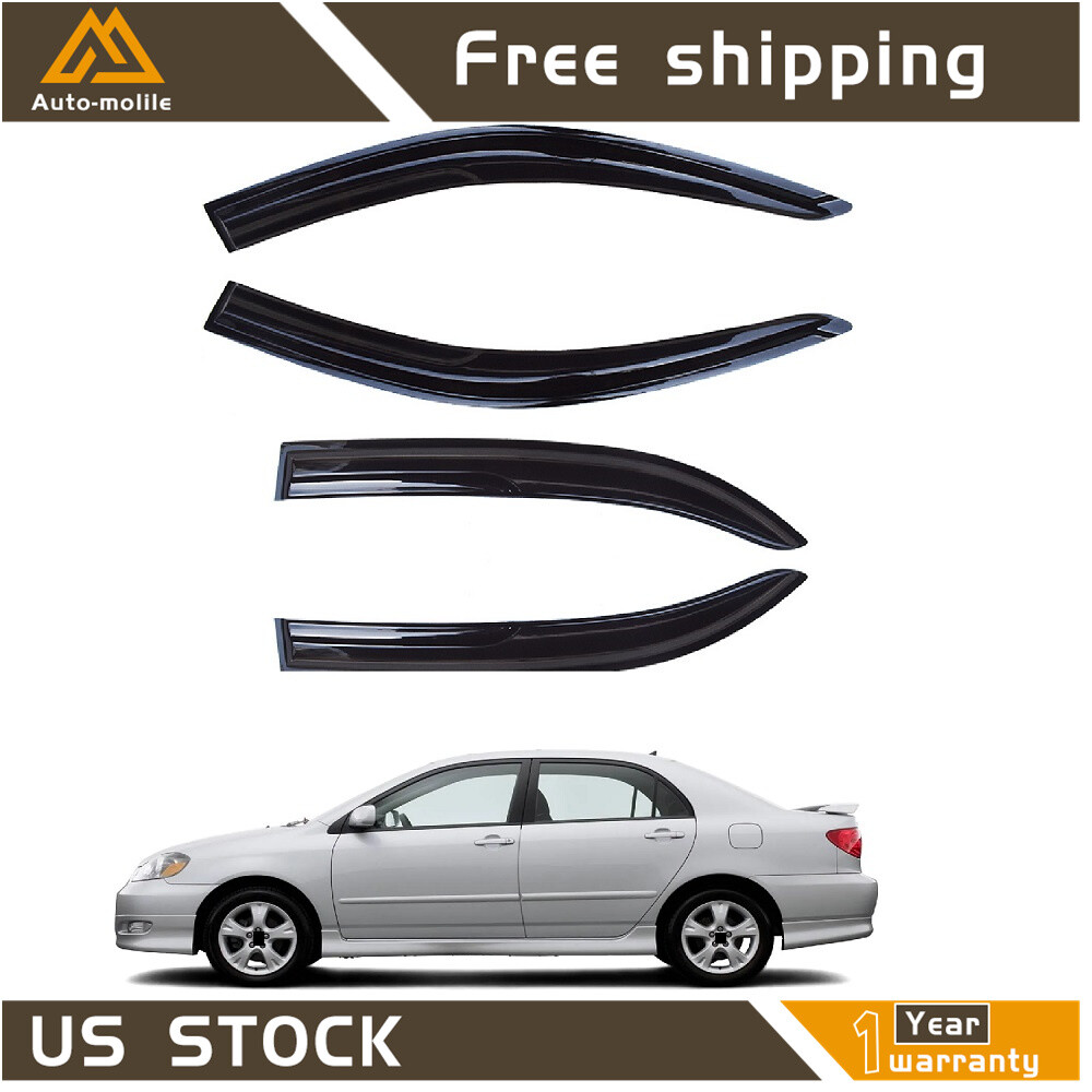 For 2003-2008 Toyota Corolla JDM Wavy 3D Style Smoked Window Visors Vent Shade
