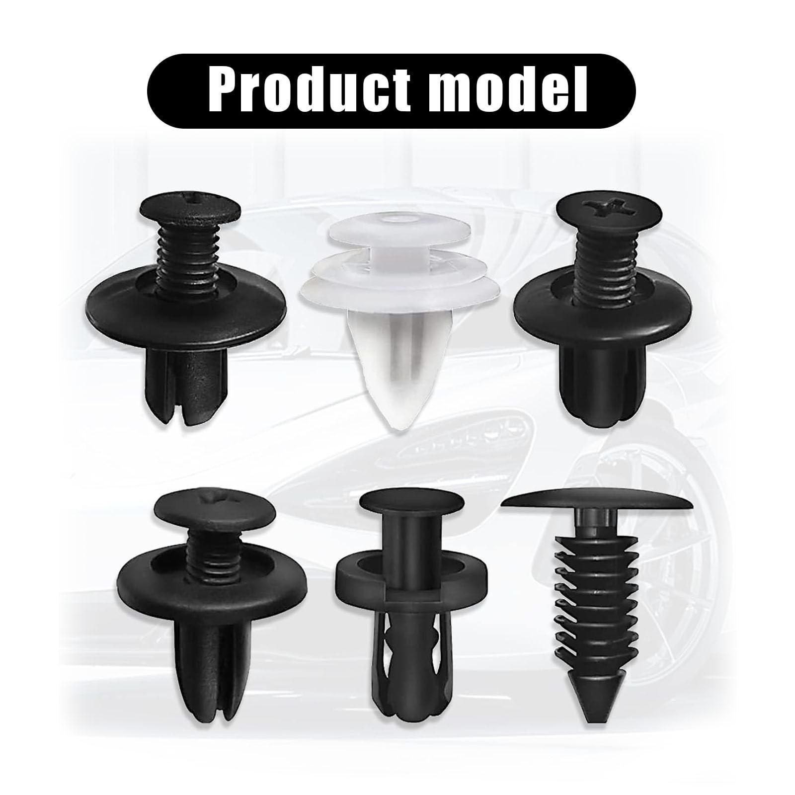 100 PCS Car Bumper Bolt Fastener Set, 6 Types of Door Panel Push Retainer HE2…