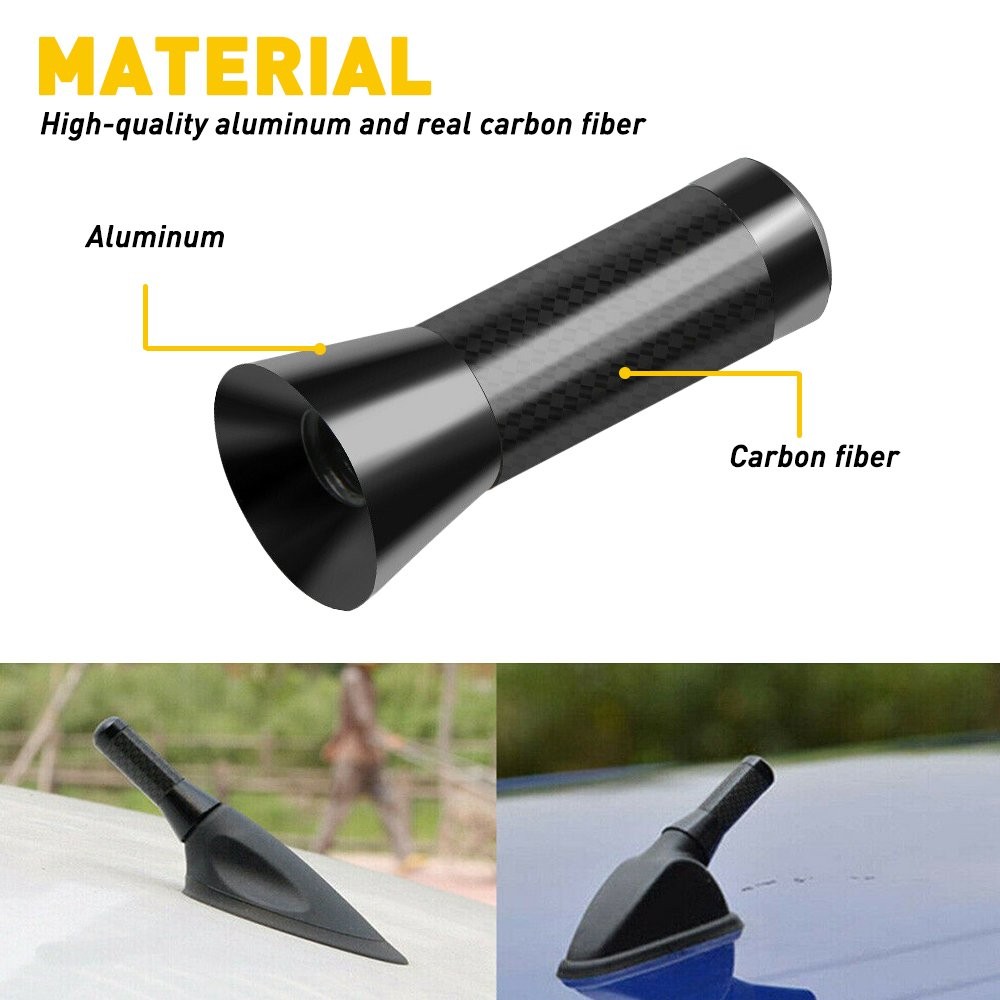 Black Carbon Fiber TRD Sports Short Antenna For Toyota 1.4″ General Purpose US