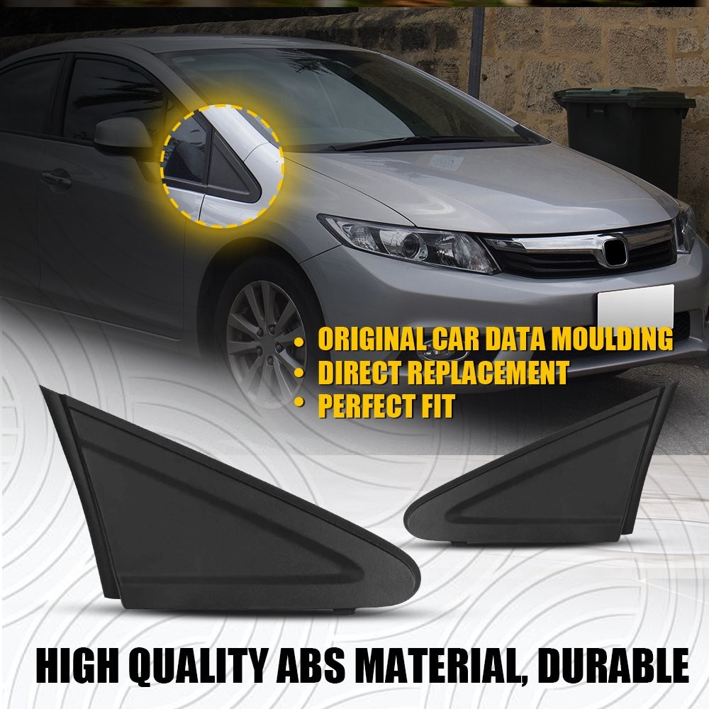2PCS LH+RH Fender Pillar Trim Mirror Corner Molding For Honda Civic 2012-2015