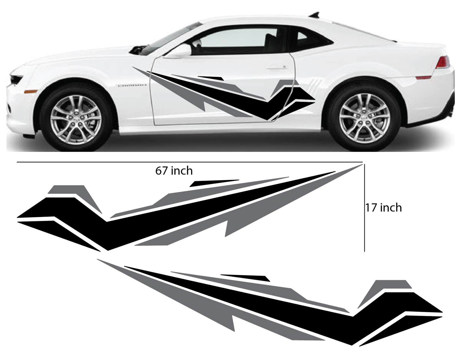 Car Vinyl Side Glossy Stickers Body Decals Racing Stripe Camaro Universal SILLVE
