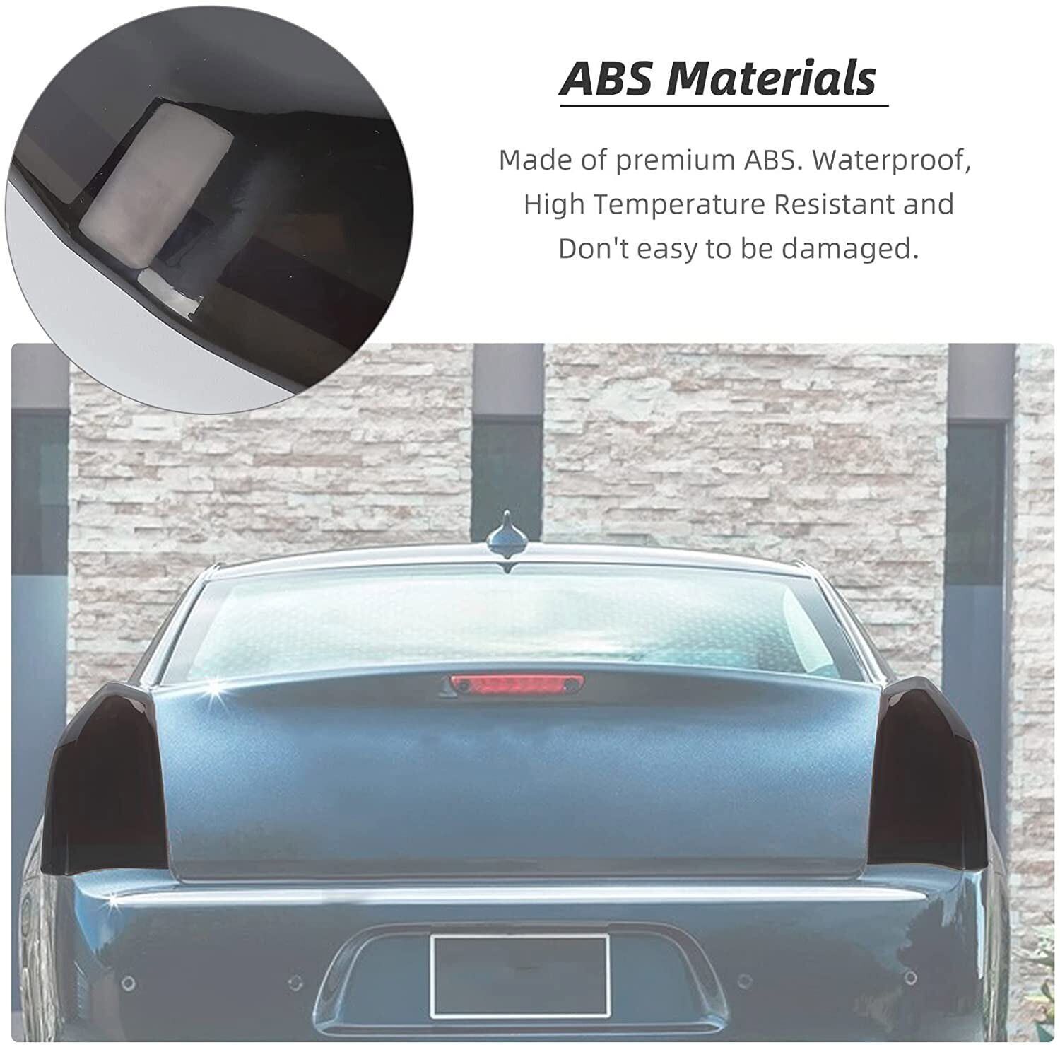 Smoked Black Rear Tail Light Cover Trim Guard Bezels For Chrysler 300 2011-2014