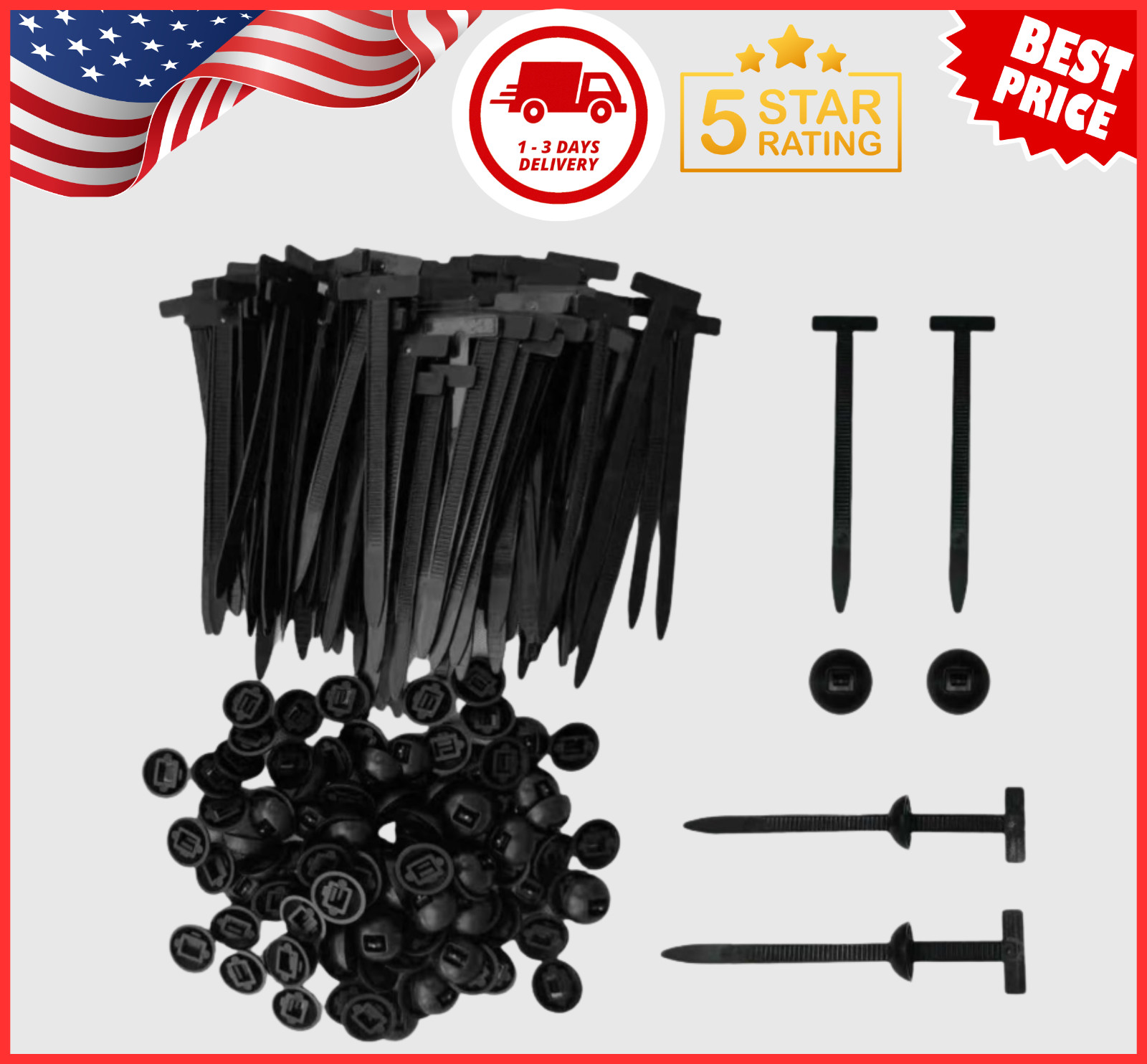100Pcs Automotive Nylon Cable Tie Fastener Kit – Universal Car Zip Tie Buckle C