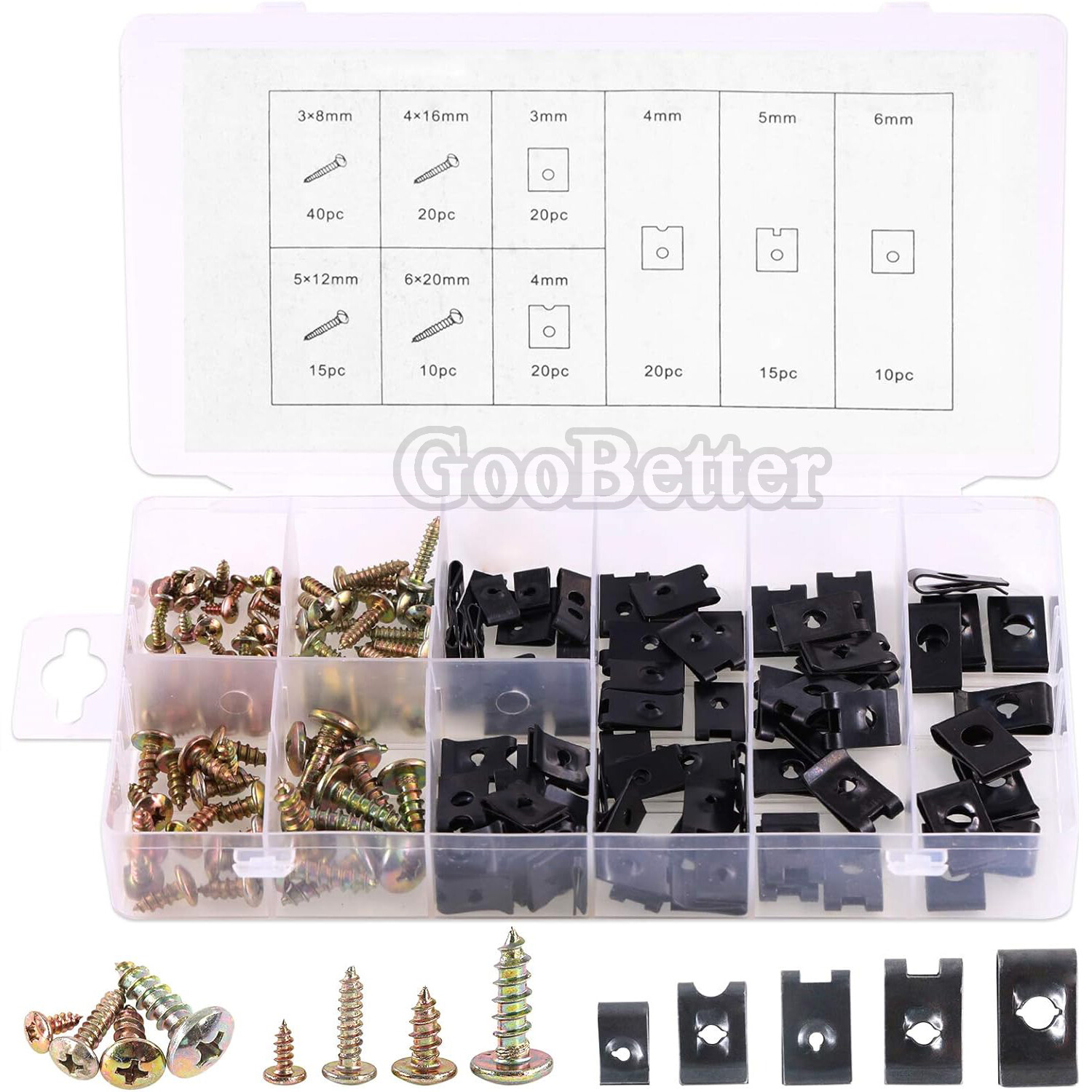 170x Car U-Clip Kit U Nut & Screw Replacement Parts for Dash Door Panel interior
