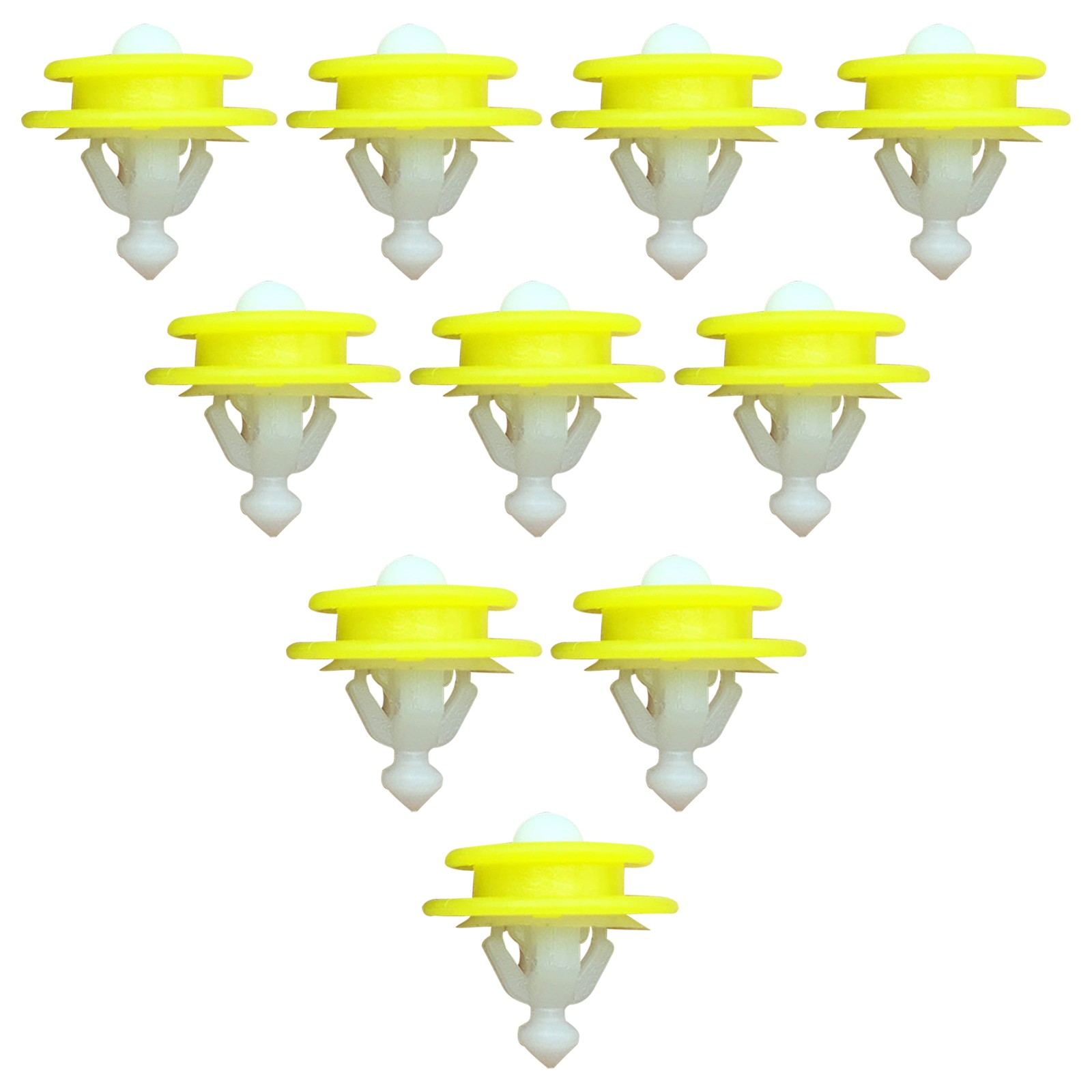 10PCS White+Yellow Fender Liner Retainer Clips Fasteners For Volvo C30 2008-2013