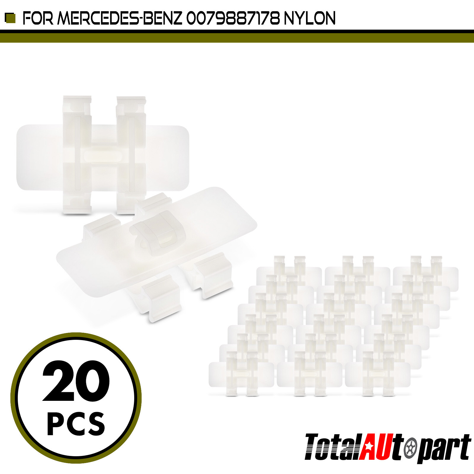 20Pcs White Belt Door Moulding Clip Retainers for Mercedes-Benz C220 C230 48mm