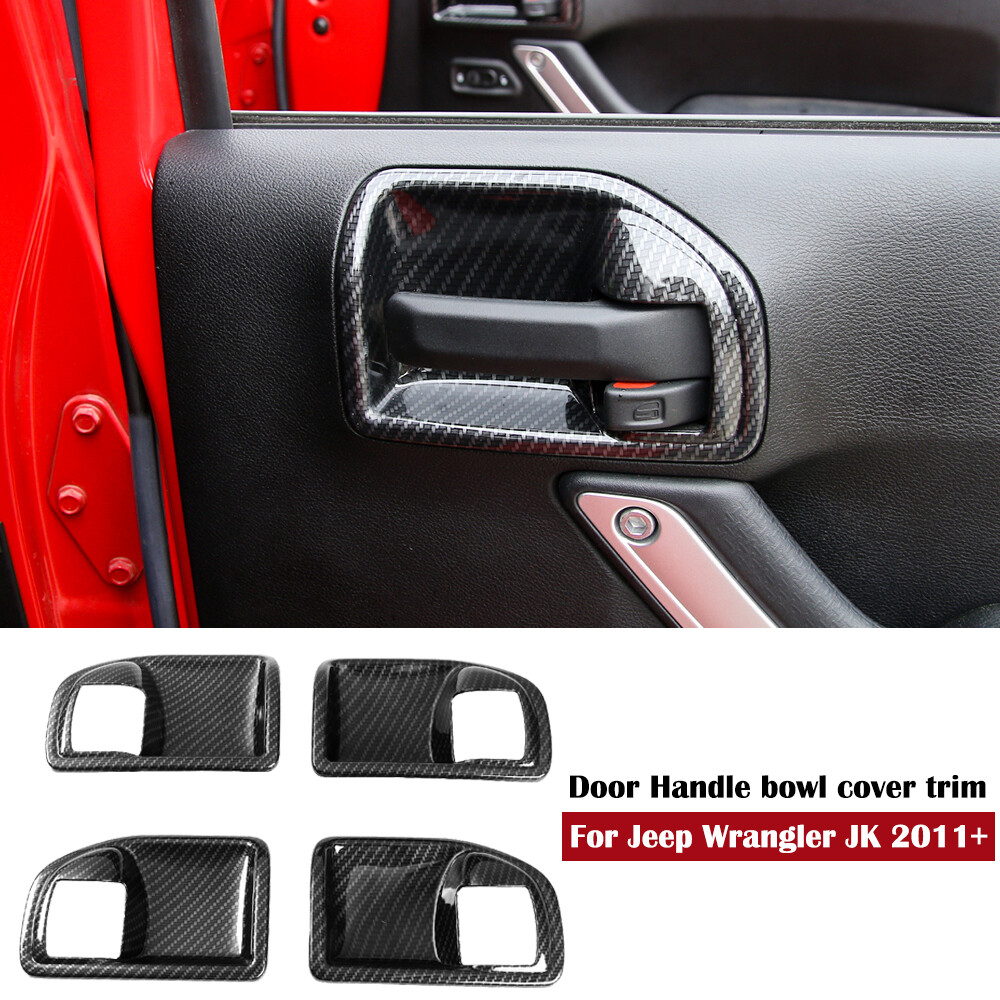 Interior Door Handle Bowl Cover Trim Decor for Jeep Wrangler JK 2011-2018 4 Door
