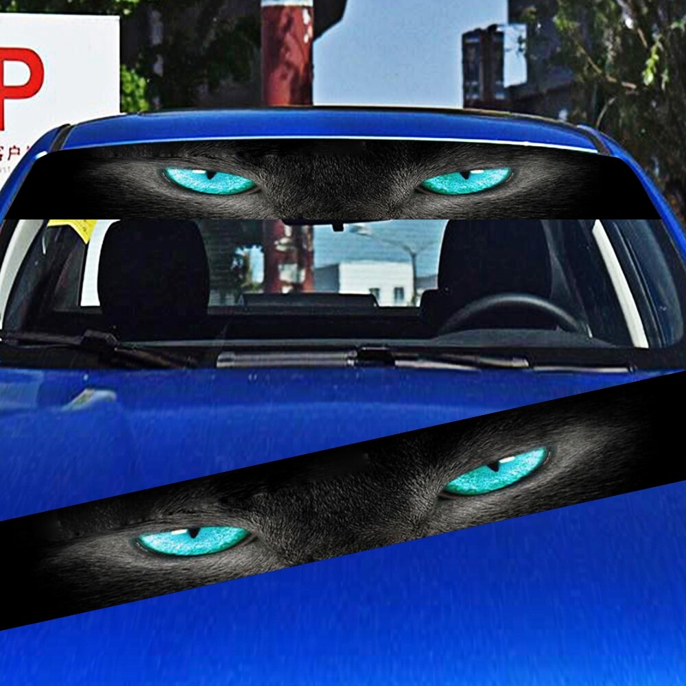Car Front Window Decal 3D Blue Eye Shadow Graphic Vinyl Sticker Waterproof