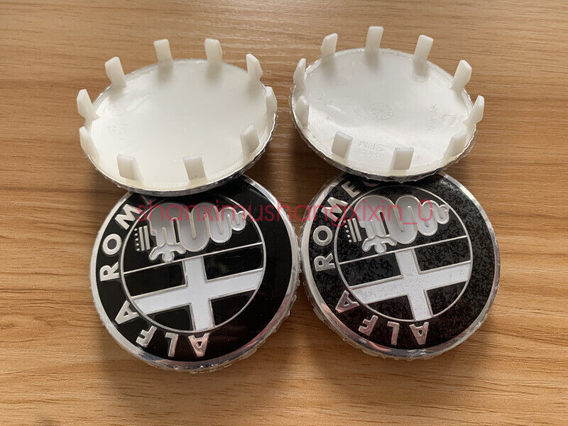4x 60mm Alfa Romeo Alloy Wheel Centre Cap Black Set Decal Emblem Badge Logo
