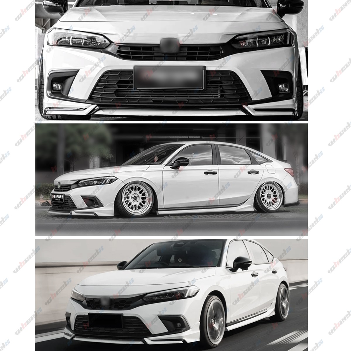 For 2022-24 11th Honda Civic Yofer V3 Glossy Black Front Bumper Lip Splitter Kit