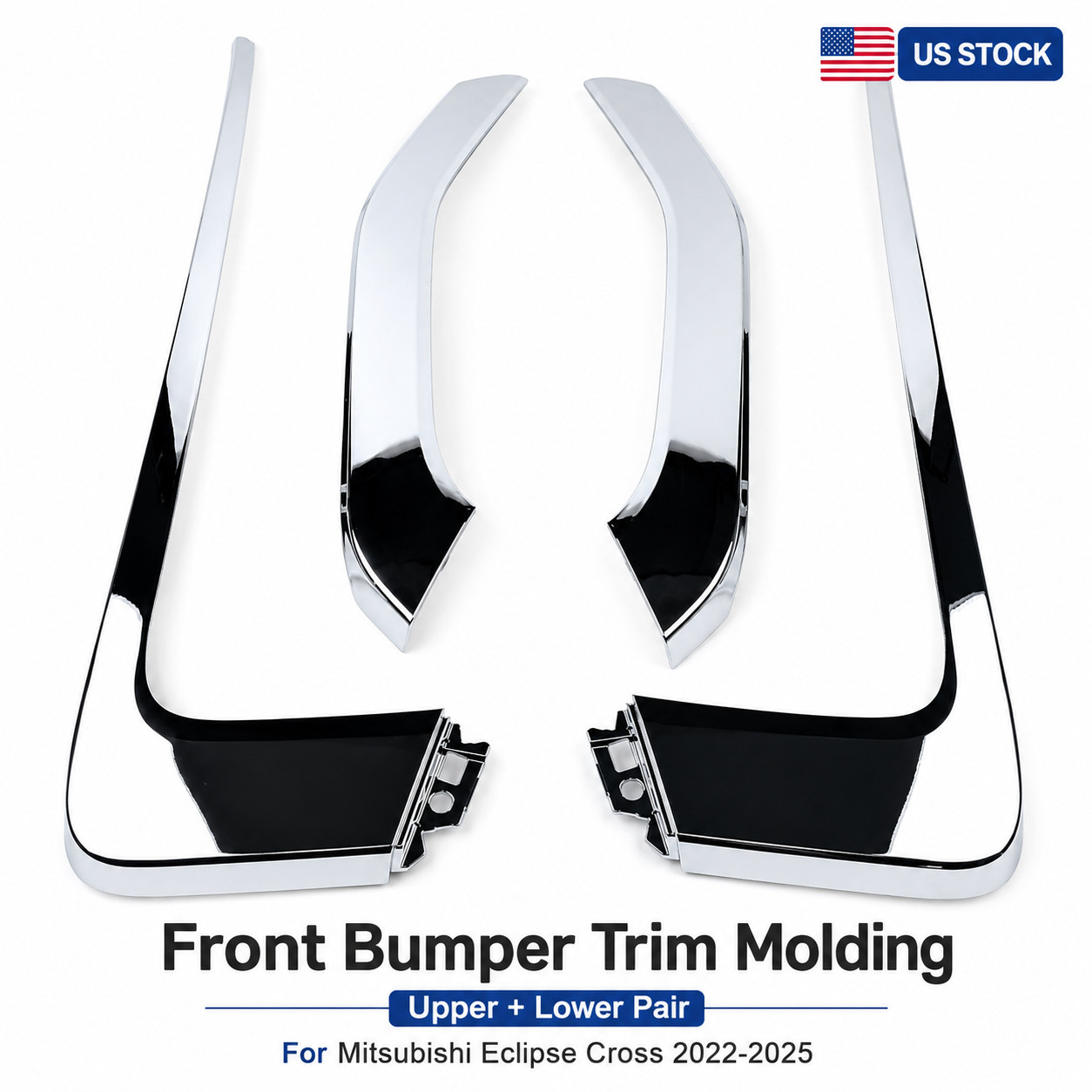 Front Bumper Trim Molding Upper Lower Pair For Mitsubishi Eclipse Cross 2022-25