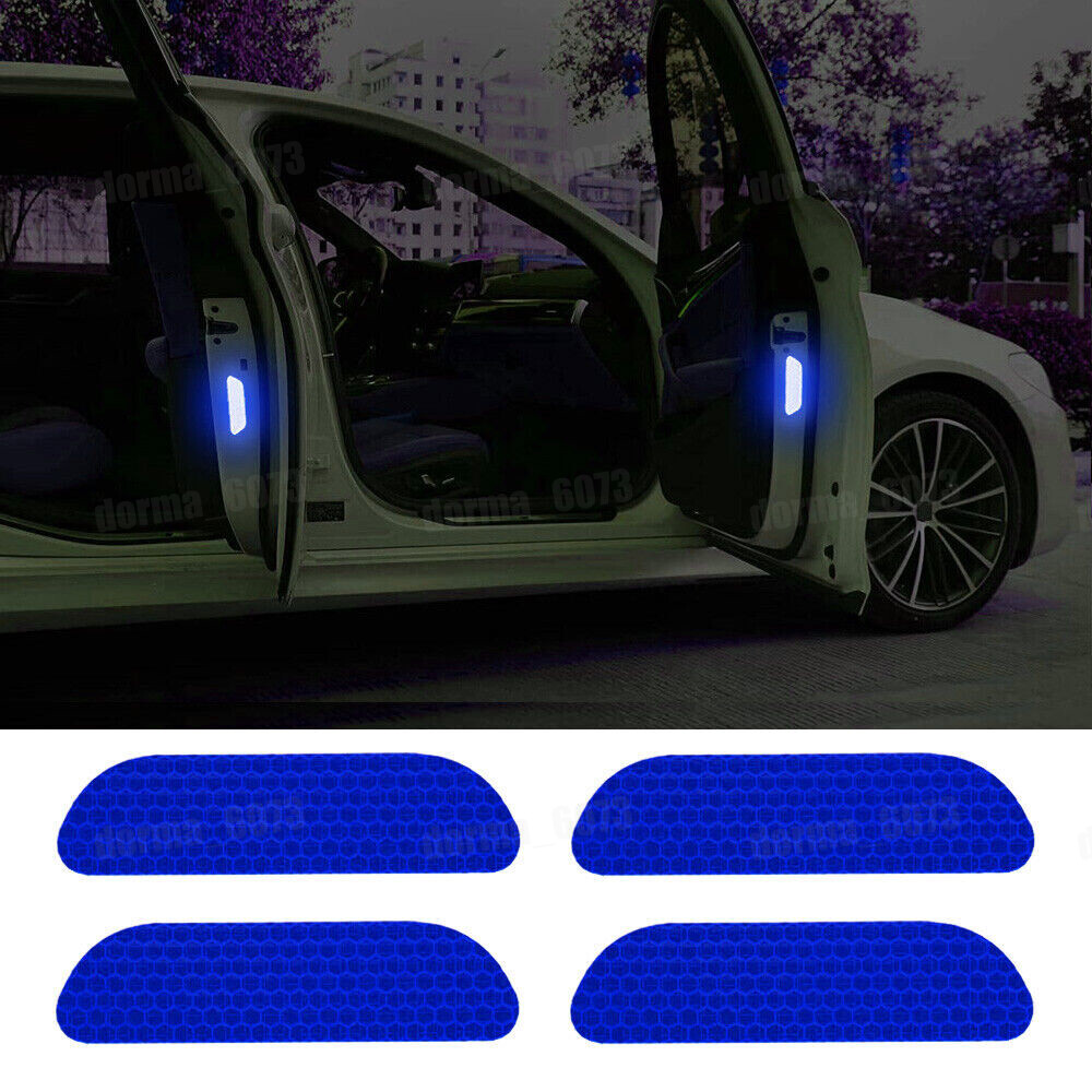 4x Reflective Tape Warning Safety Mark Car Door Stickers Car Accessories Blue