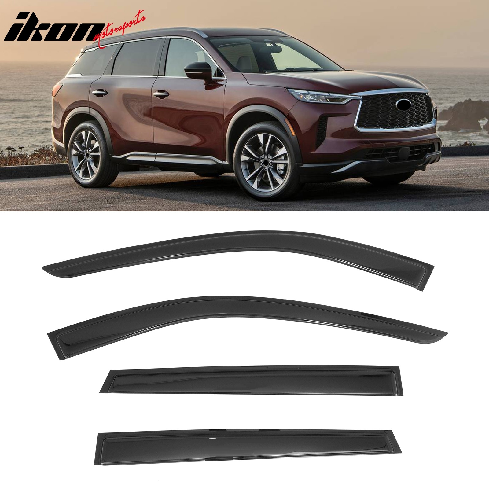 Fits 22-26 Infiniti QX60 Window Visors 4PCS Smoke Acrylic Rain Sun Wind Guards