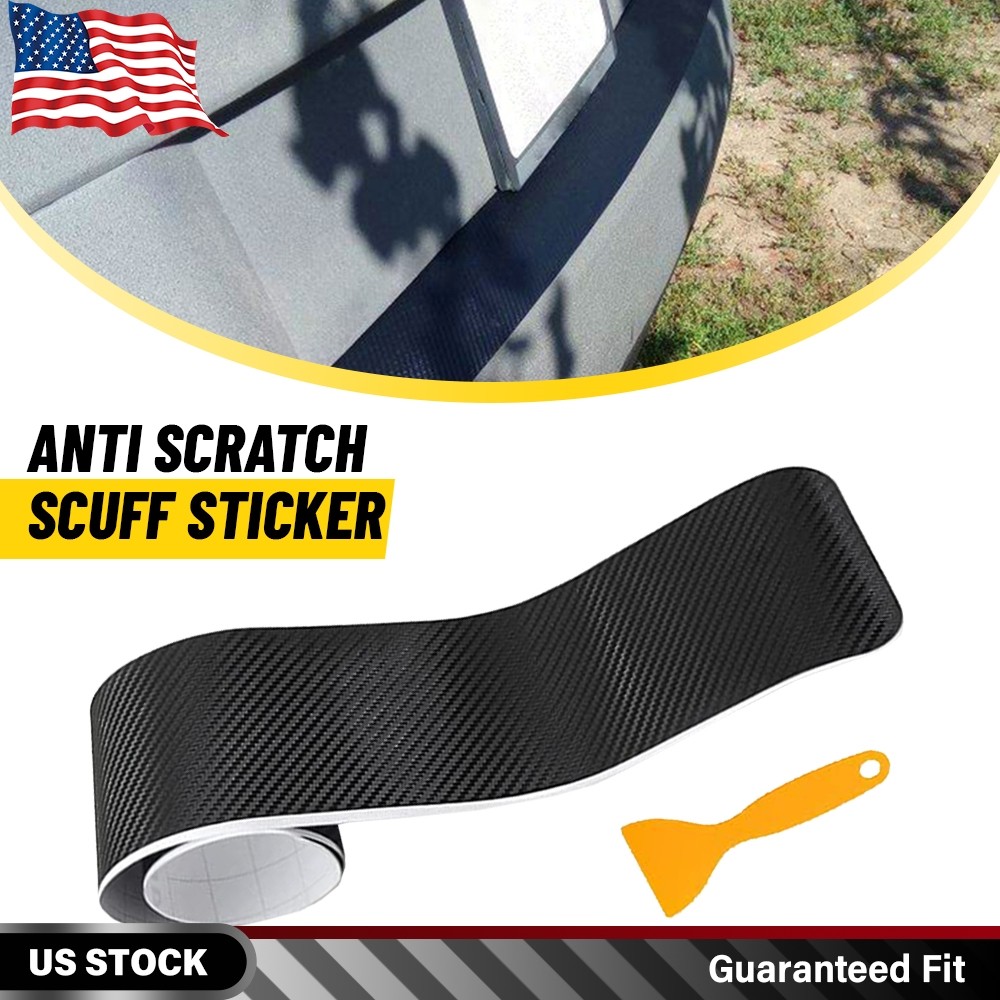 Rear Bumper Guard Sill Plate Trunk Protector Cover Sticker Carbon Fiber Style