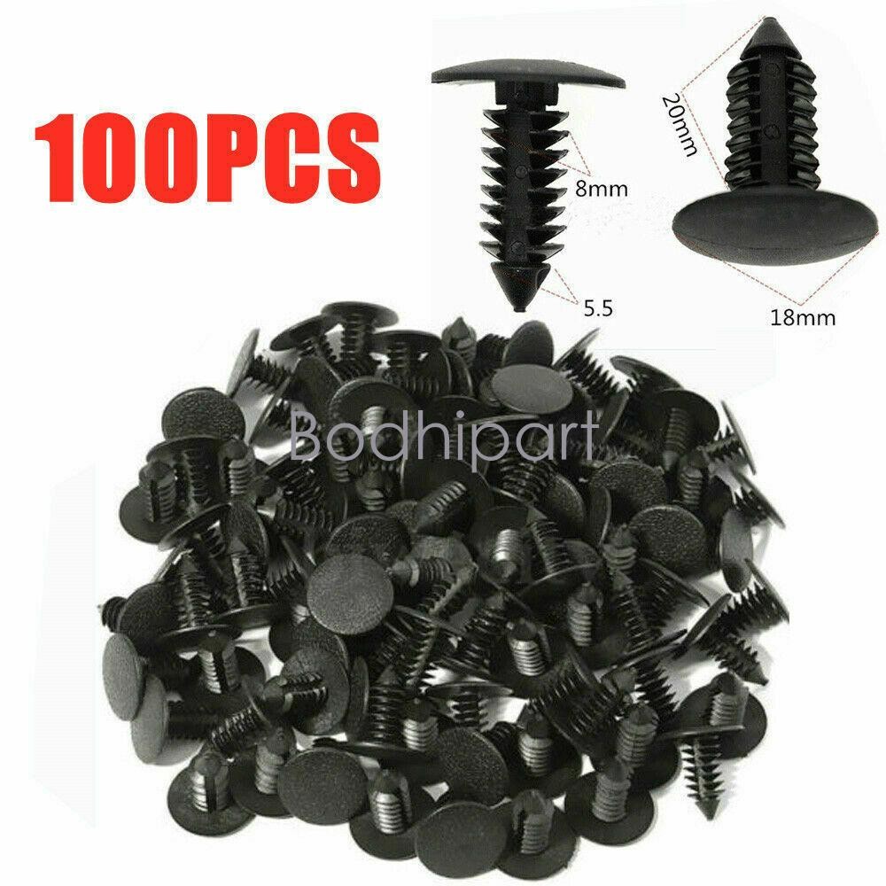 100pcs 8mm Car Auto Bumper Clips Hole Plastic Rivets Fastener Fender Push In Pin