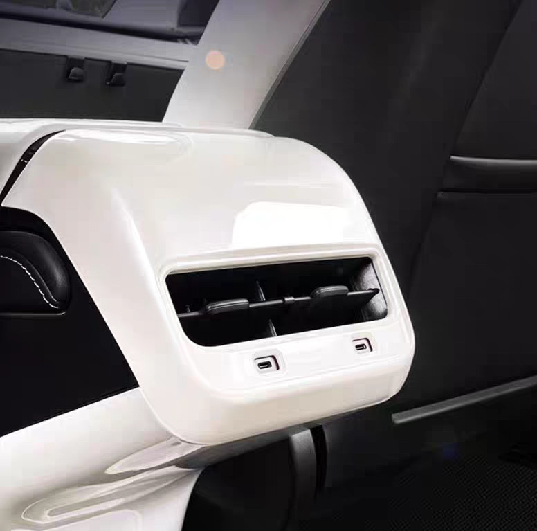 White Accessories Rear AC Air Vent Overlay Trim Cover For 17-23 Tesla Model 3 /Y