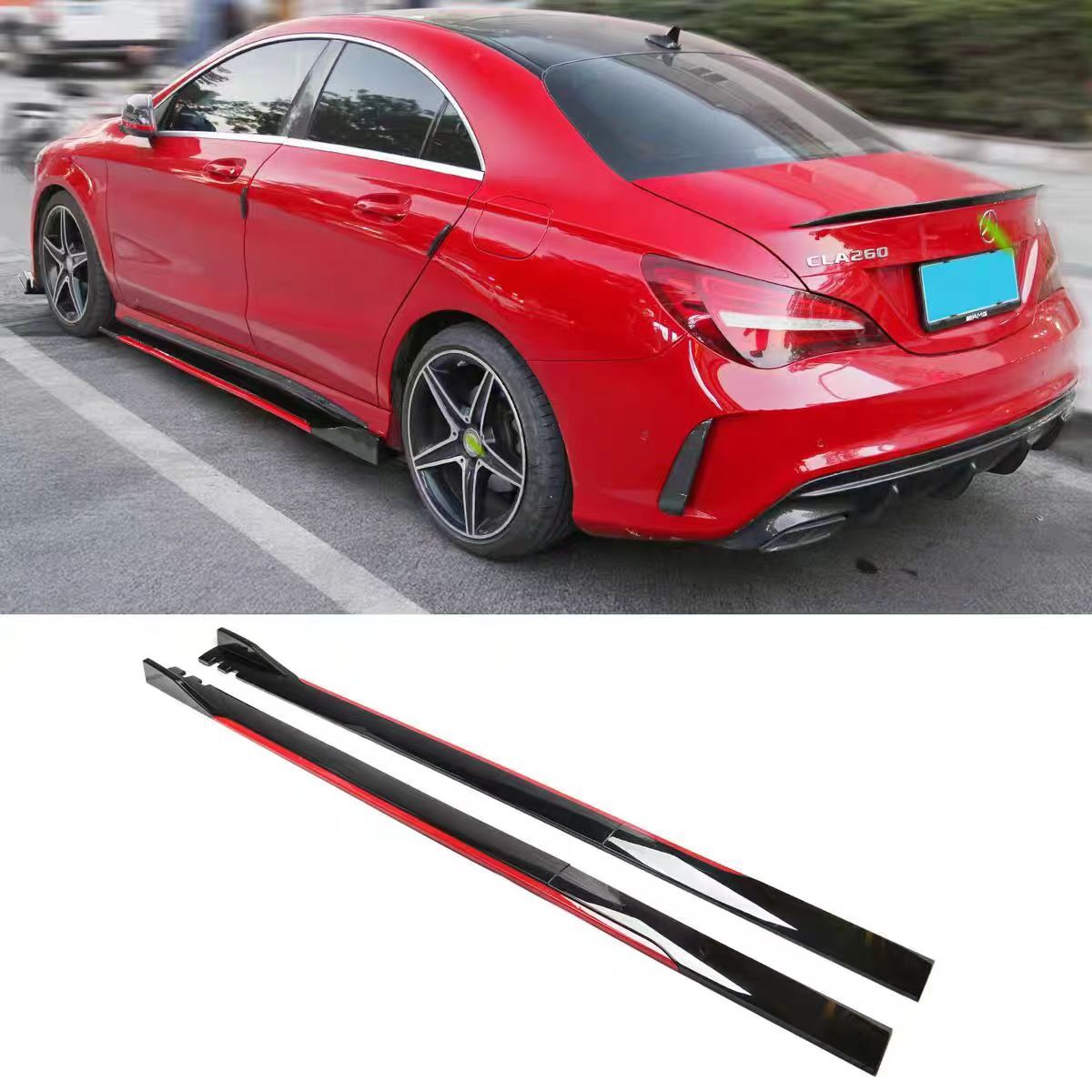 For Jeep Grand Cherokee 86.6″ Side Skirts Extensions Lip Gloss Black Trim