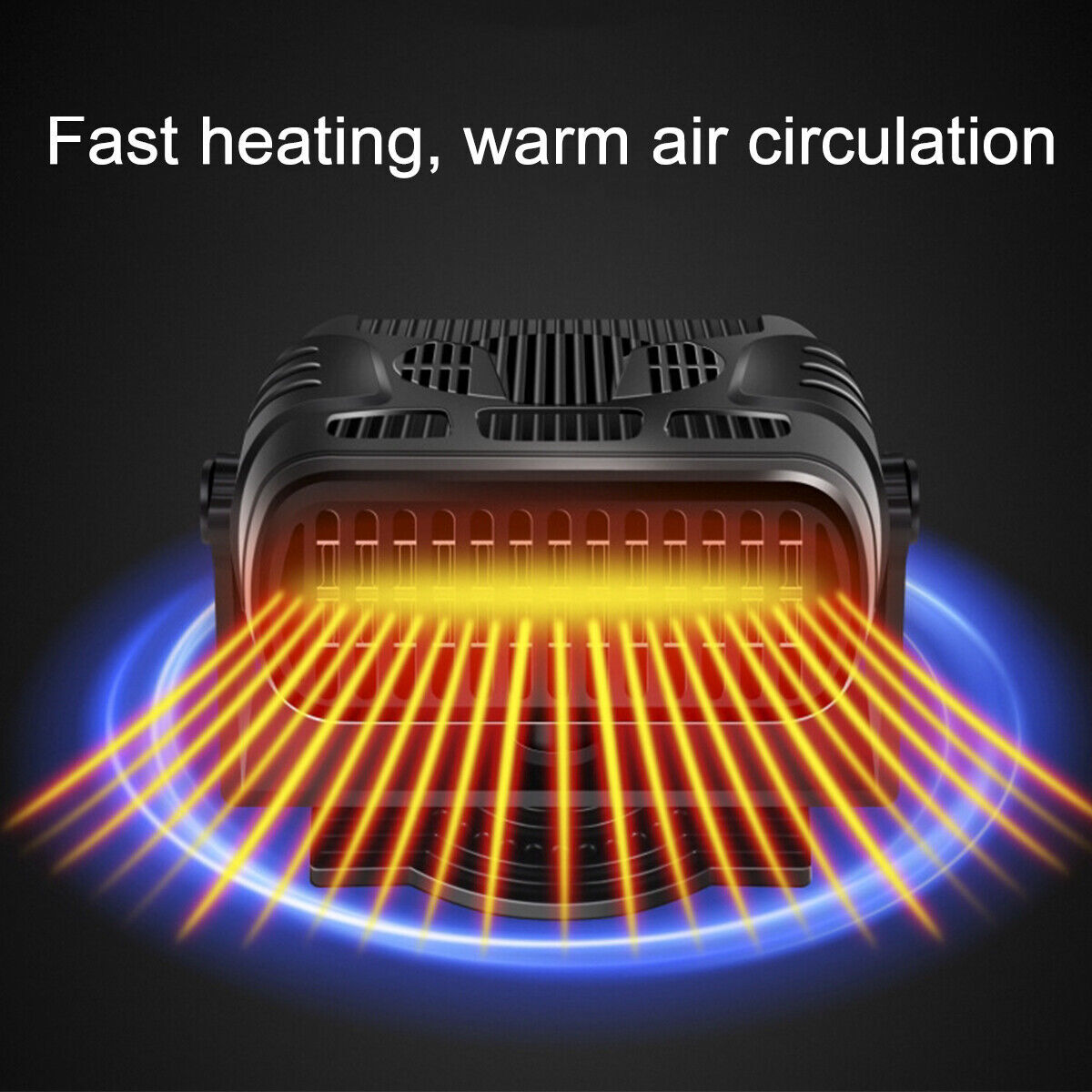 12V Black Portable Electric Car Heater Heating Fan Defogger Defroster Demister