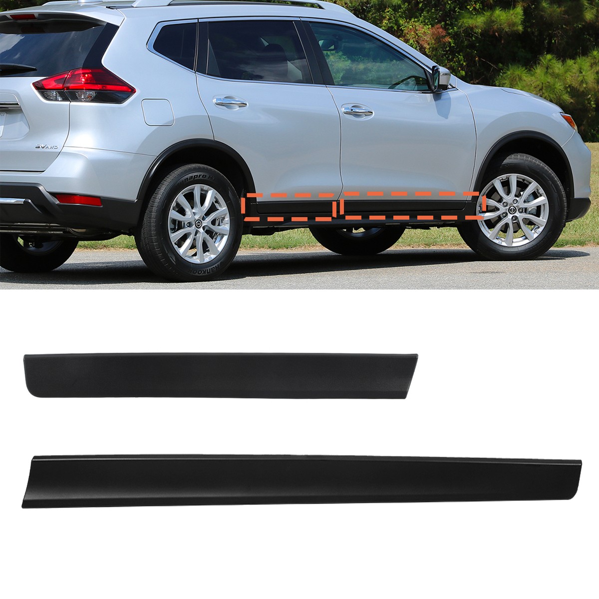 Right Front + Rear Door Trim Lower Molding For Nissan Rogue 2014-2020 RH Panel