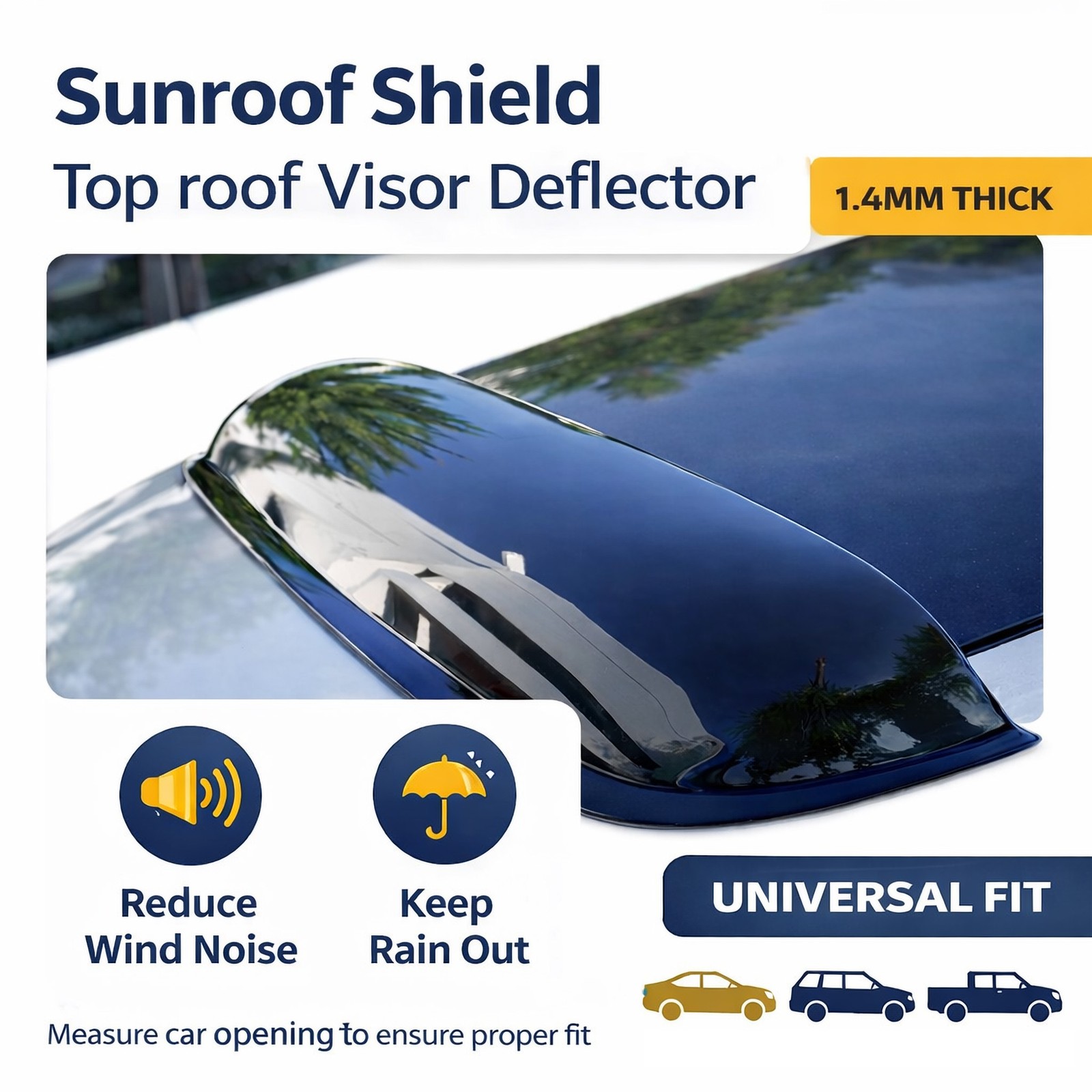 For F-350 F-450 F-550 SuperCrew Cab 17-18 In-Channel Rain Guard Sun shade Sunroo