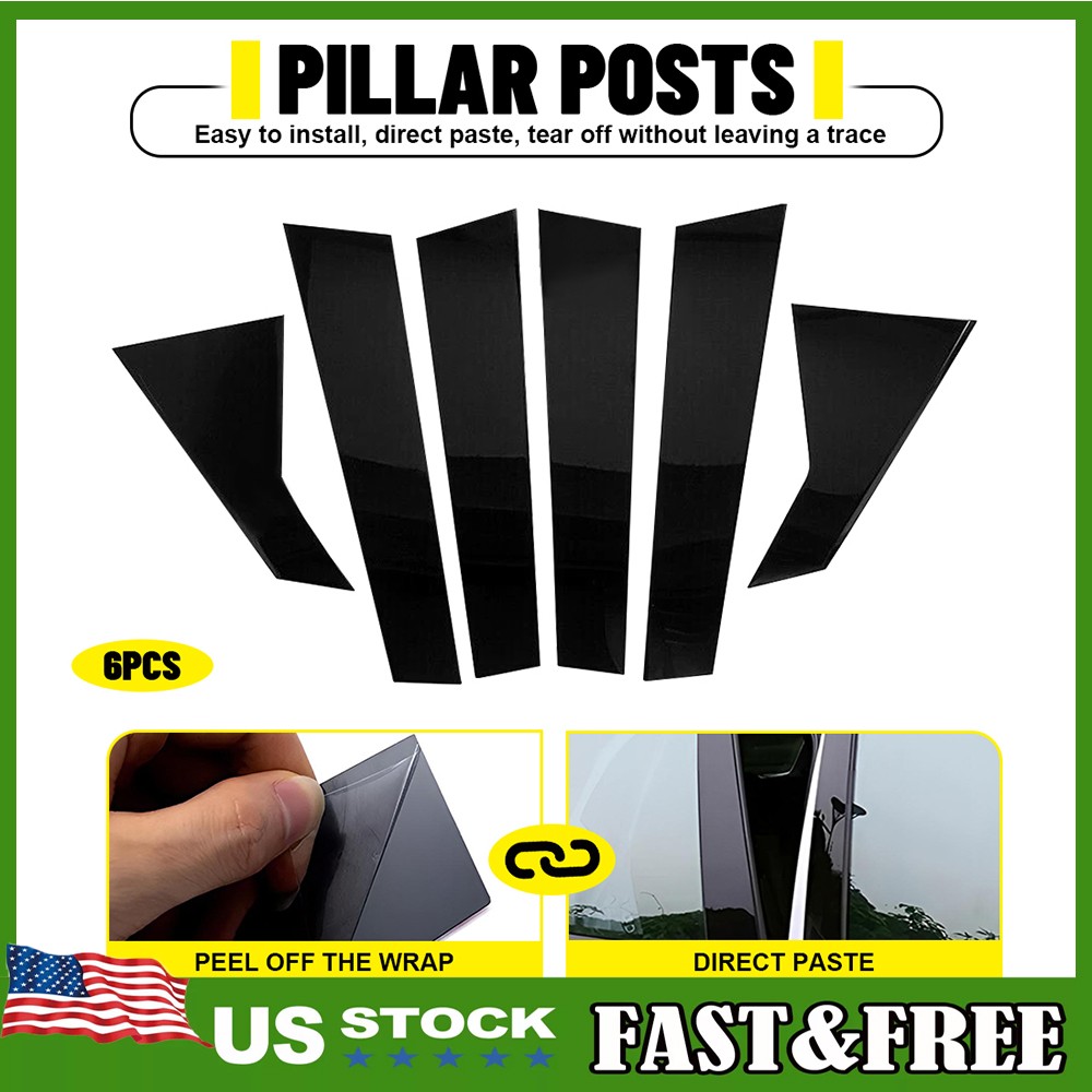 6Pcs For 14-22 Range Rover Sport Glossy Piano Black Pillar Posts Door Trim Cover