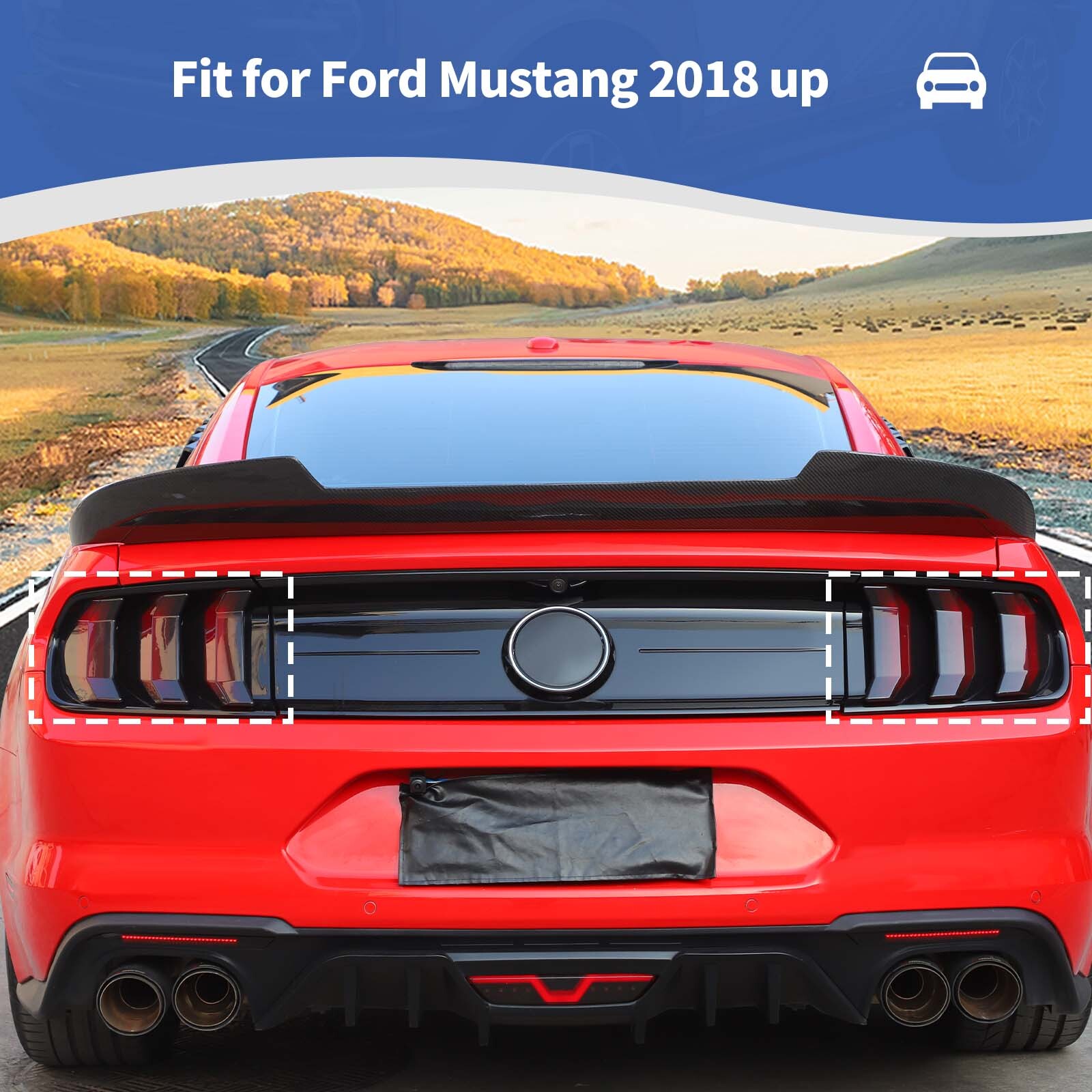 Smoke Black Taillight Lamp Light Cover Guard Decor Trim Molded for Ford Mustang