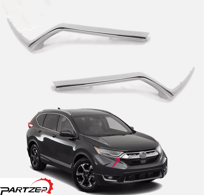 Pair Chrome Trim Grille Headlight Molding Trim For Honda CRV CR-V 2017 2018 2019