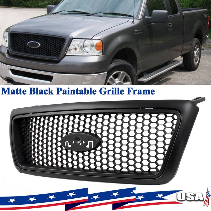 Matte Black Grille Assembly For Ford F-150 2004-2006 2008 XLT Paintable Shell