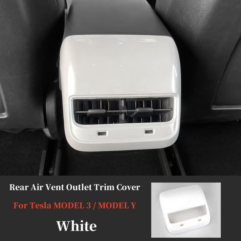 White Accessories Rear AC Air Vent Overlay Trim Cover For 17-23 Tesla Model 3 /Y