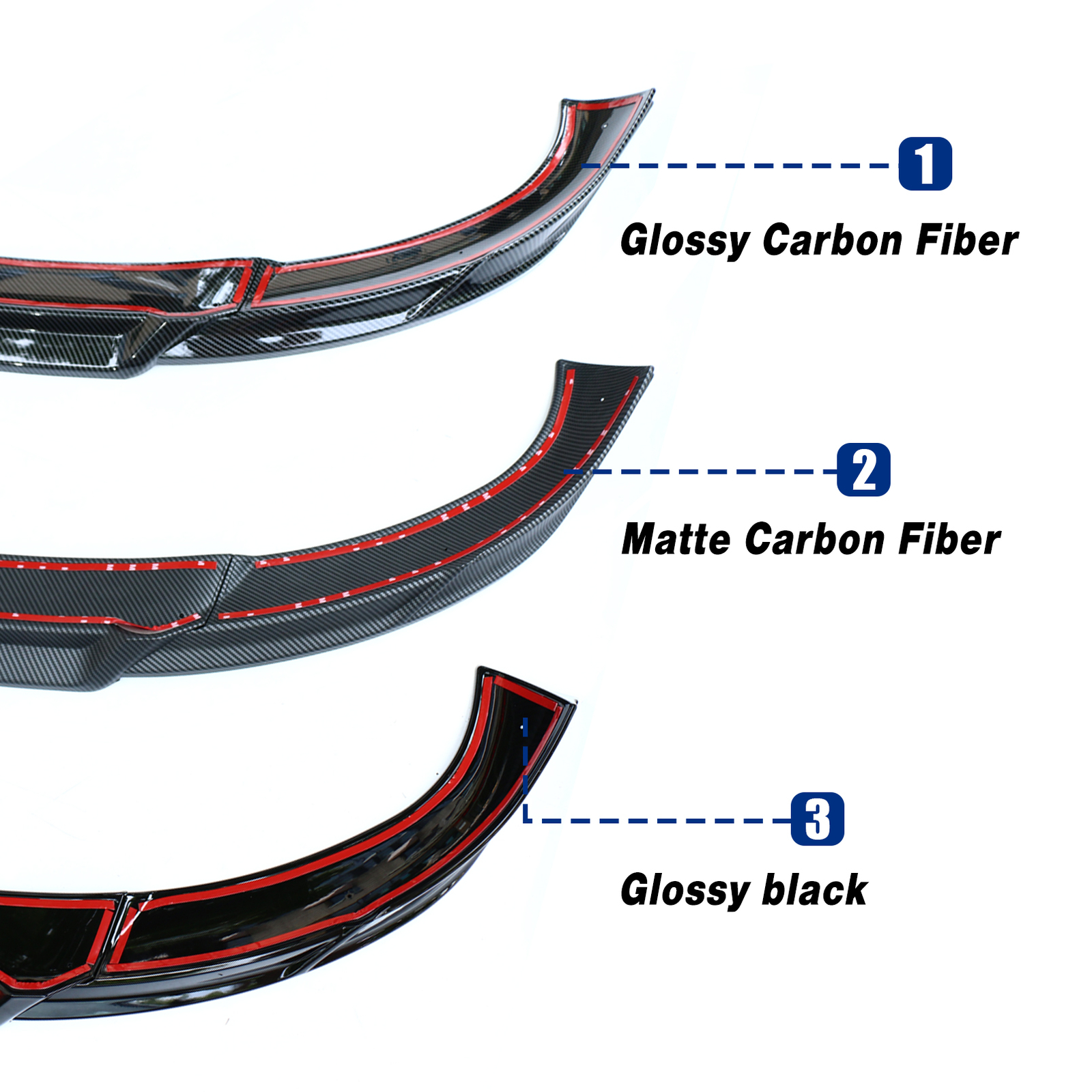 Front Bumper Lip Spoiler Wing For 2021 2022 2023 Tesla Model Y (Glossy Black)