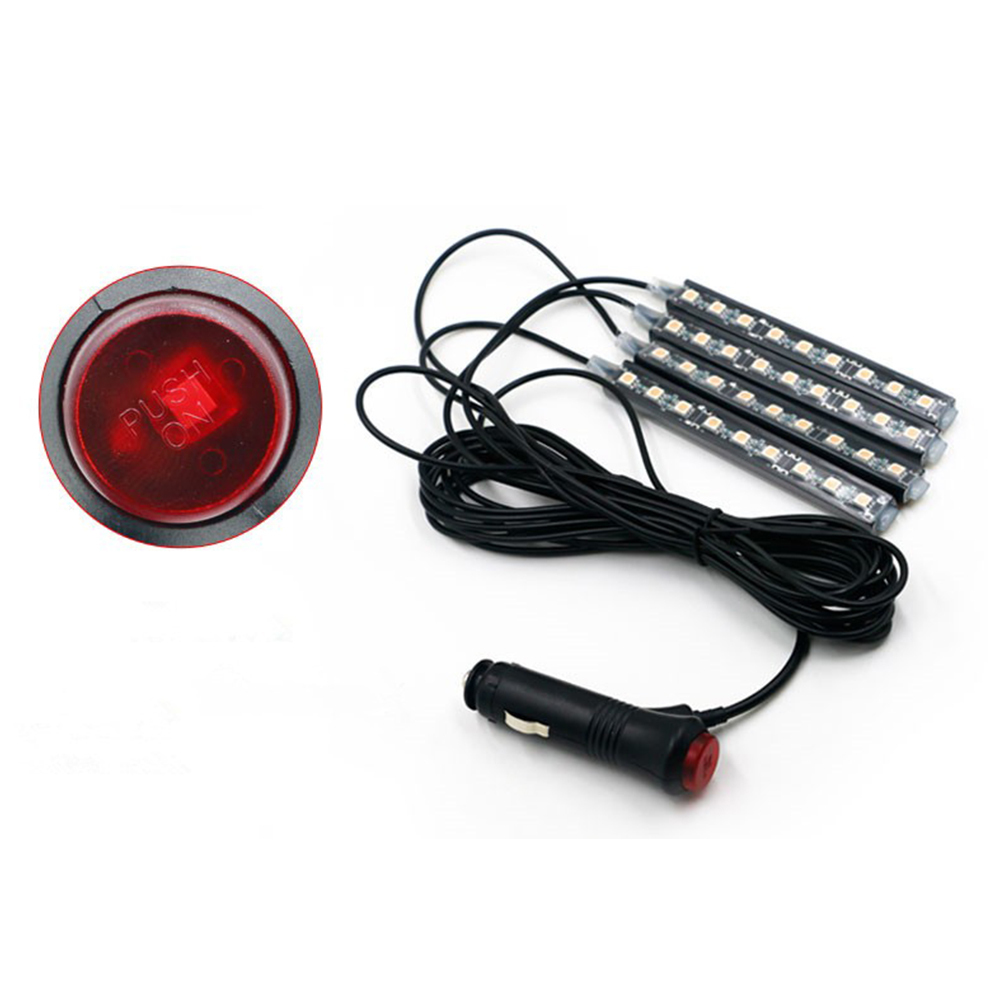 4x Red 9 LED Charge Car Interior Accessories Foot Car Decorative Light Lamps