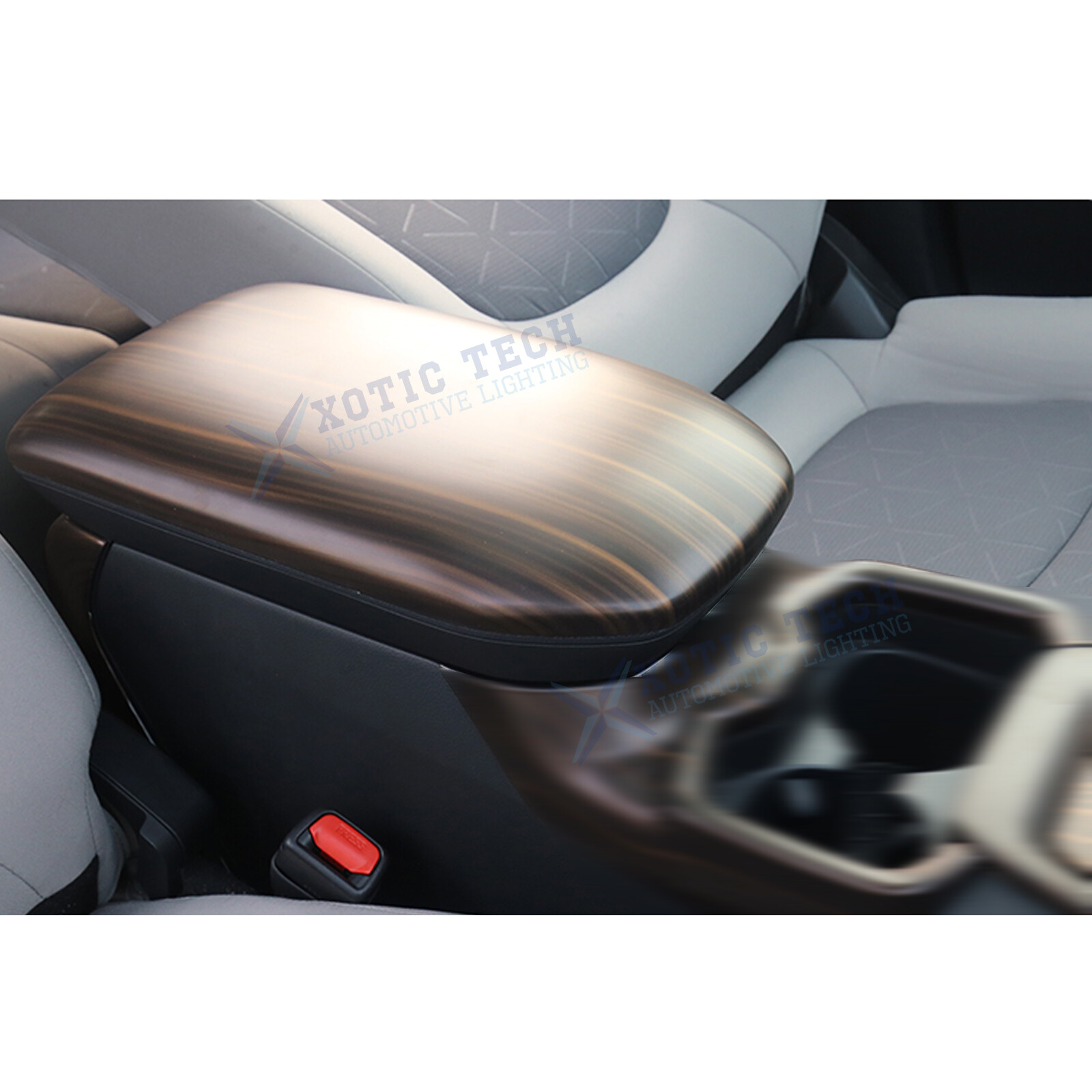 Black Wood Grain Center Armrest Box Cover Trim Overlay For Toyota RAV4 2019-2023