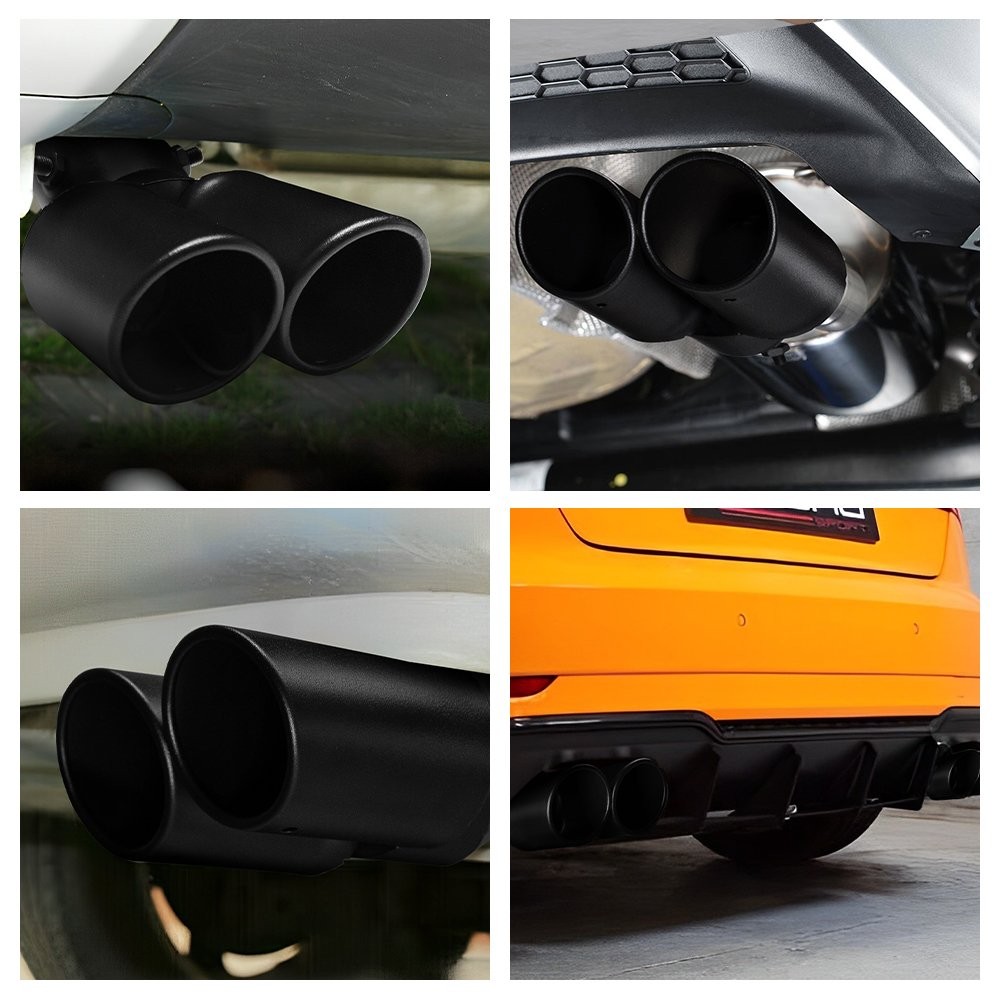 For 1 Black Stainless Steel Rear Exhaust Pipe Tail Muffler Tip Round Accessories